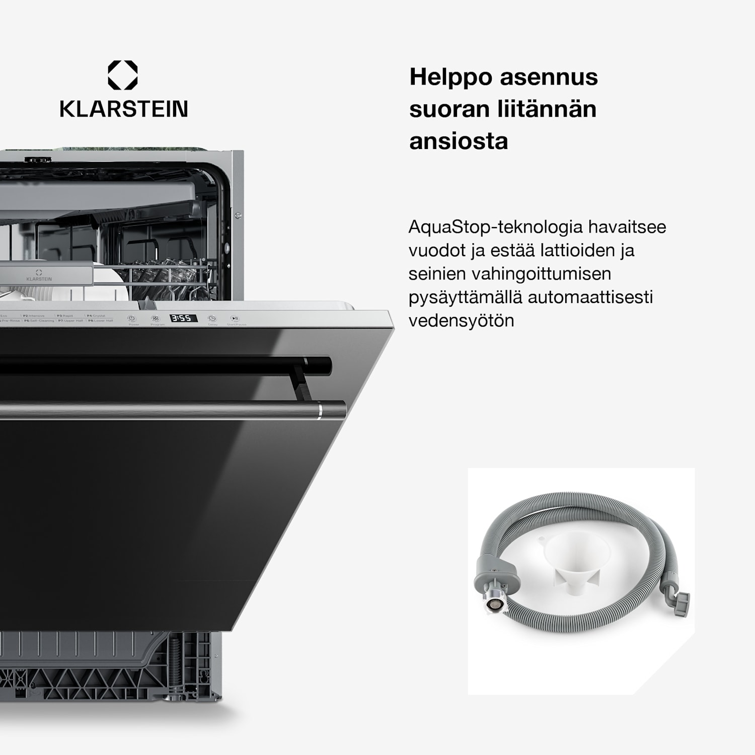Luxara upotettava astianpesukone | 8 ohjelmaa | Aqua-Stop-teknologia | 1900 W | 60 cm 