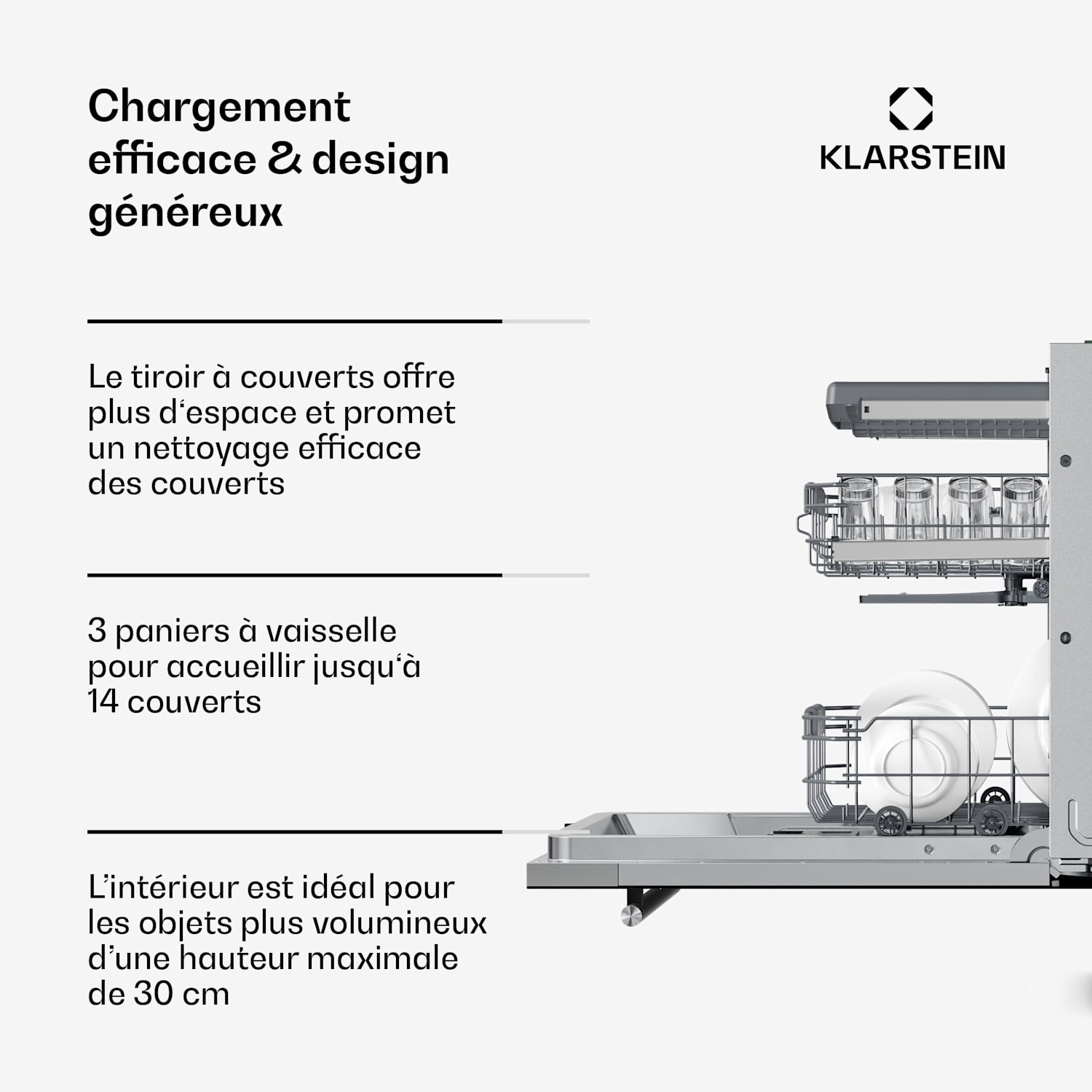Luxara Lave-vaisselle encastrable | 8 programmes | Technologie Aqua-Stop | 1900 W | 60 cm 