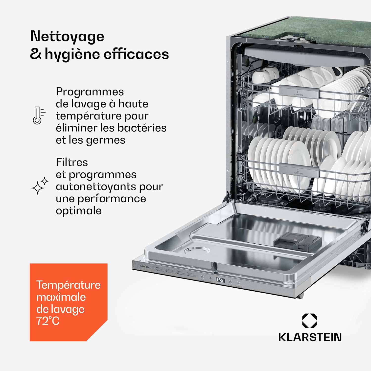 Luxara Lave-vaisselle encastrable | 8 programmes | Technologie Aqua-Stop | 1900 W | 60 cm 