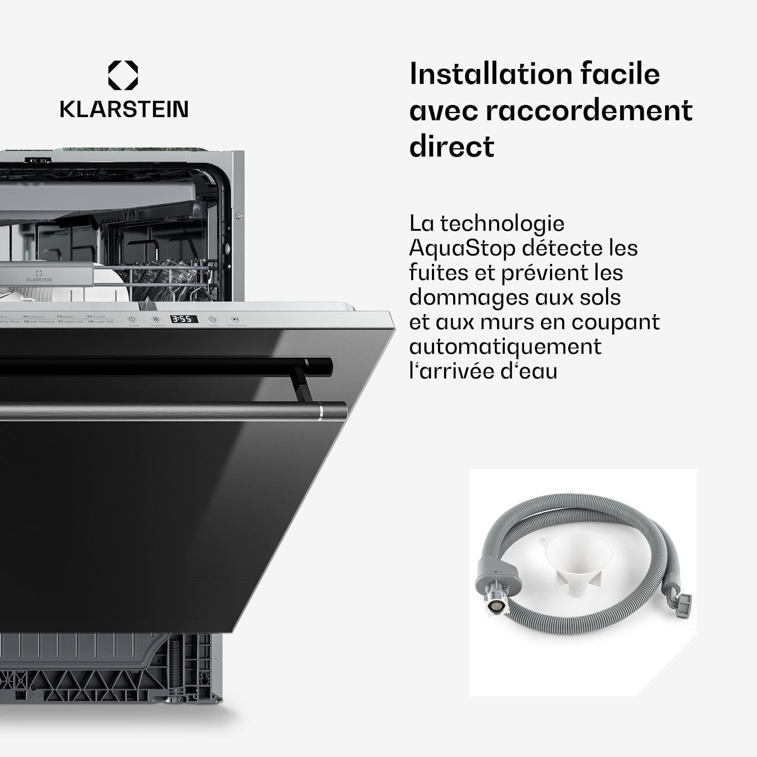 Luxara Lave-vaisselle encastrable | 8 programmes | Technologie Aqua-Stop | 1900 W | 60 cm 