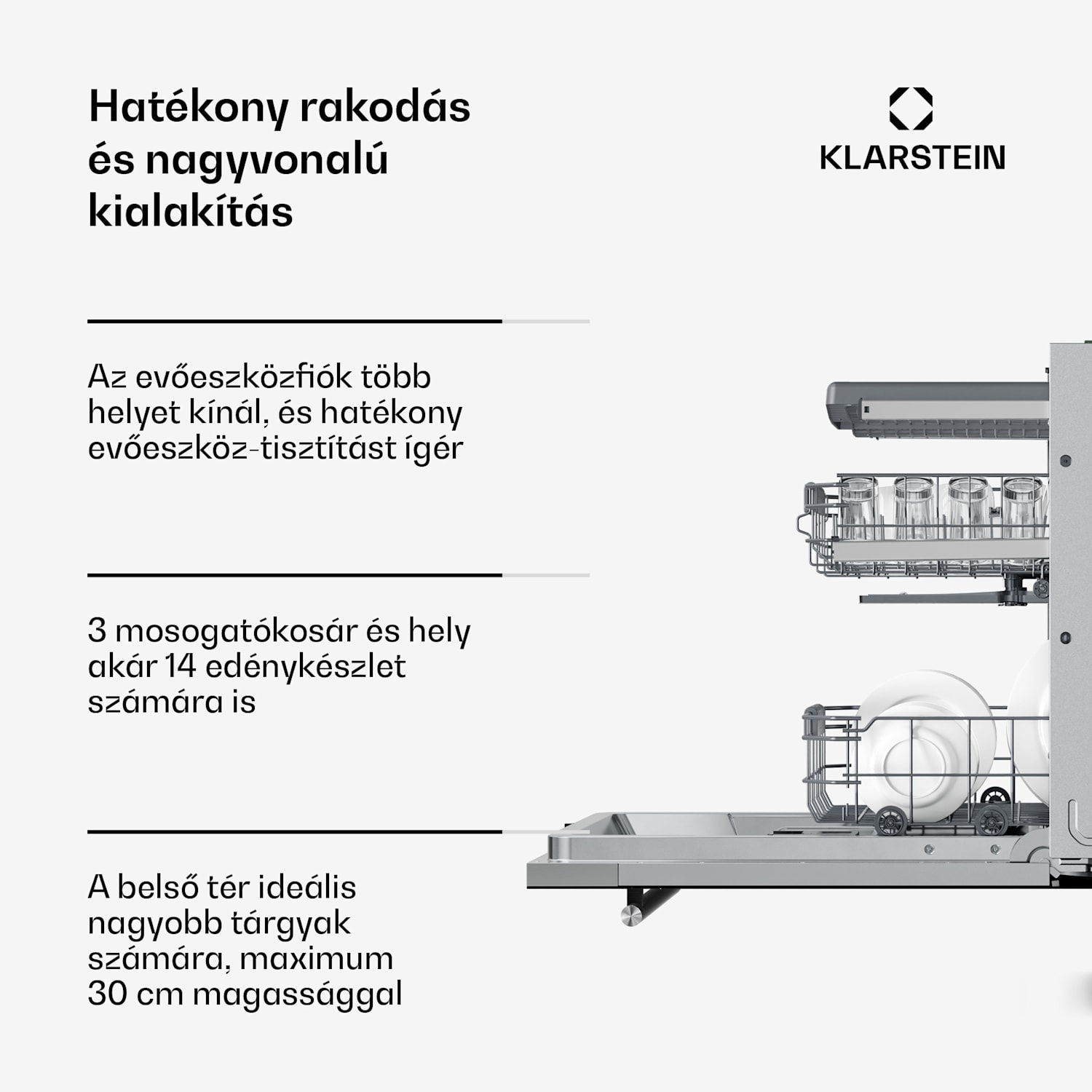 Luxara beépített mosogatógép | 8 program | Aqua-Stop technológia | 1900 W | 60 cm 