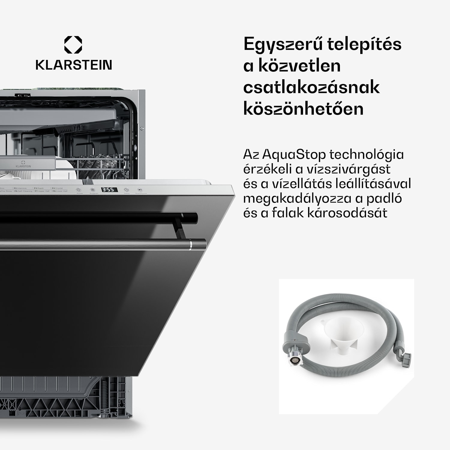 Luxara beépített mosogatógép | 8 program | Aqua-Stop technológia | 1900 W | 60 cm 