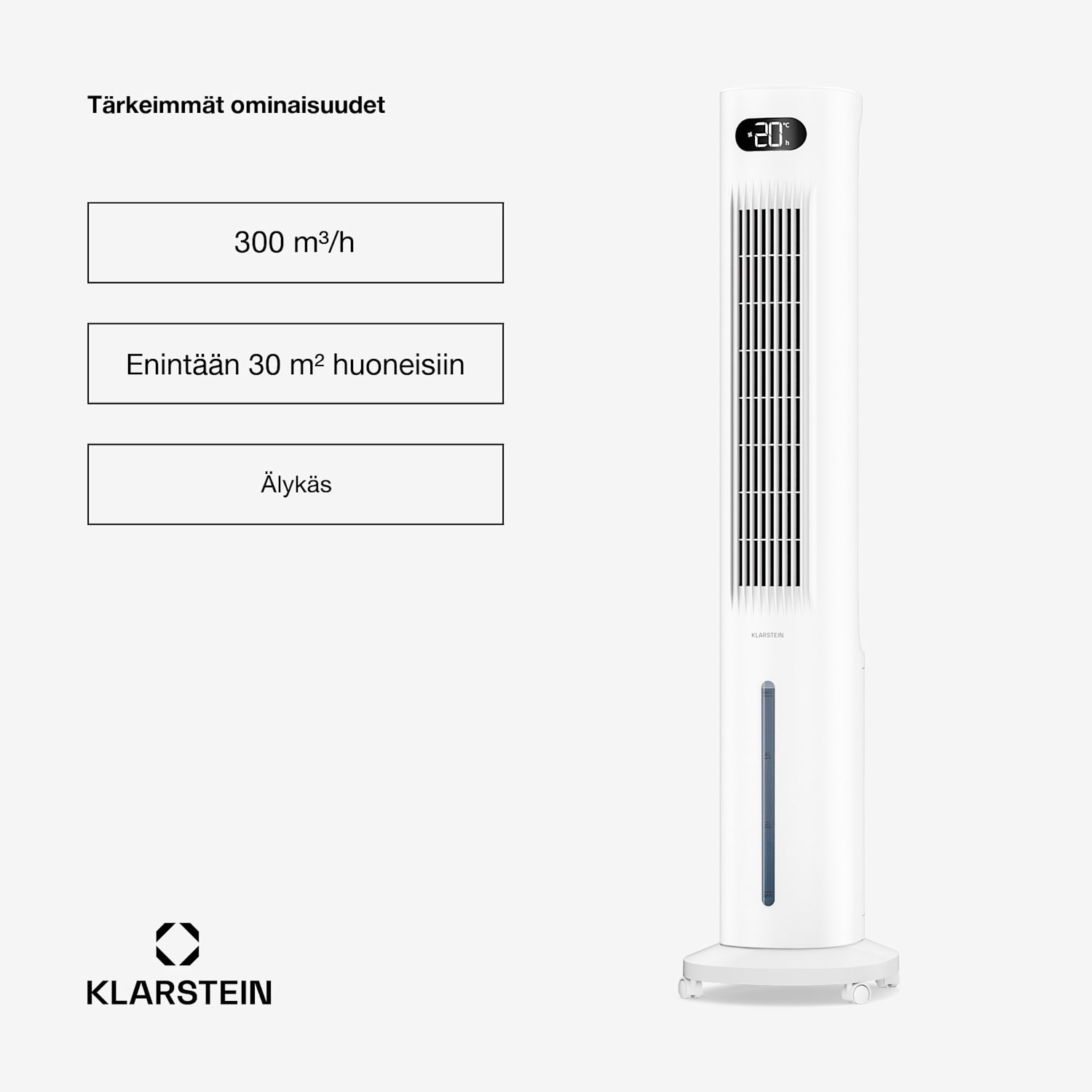 Polar Smarter ilmaviilennin vesijäähdytyksellä | 300 m³/h | 5 l | 30 m² | 3 tilaa | 75 W 300 m³/h | Valkoinen