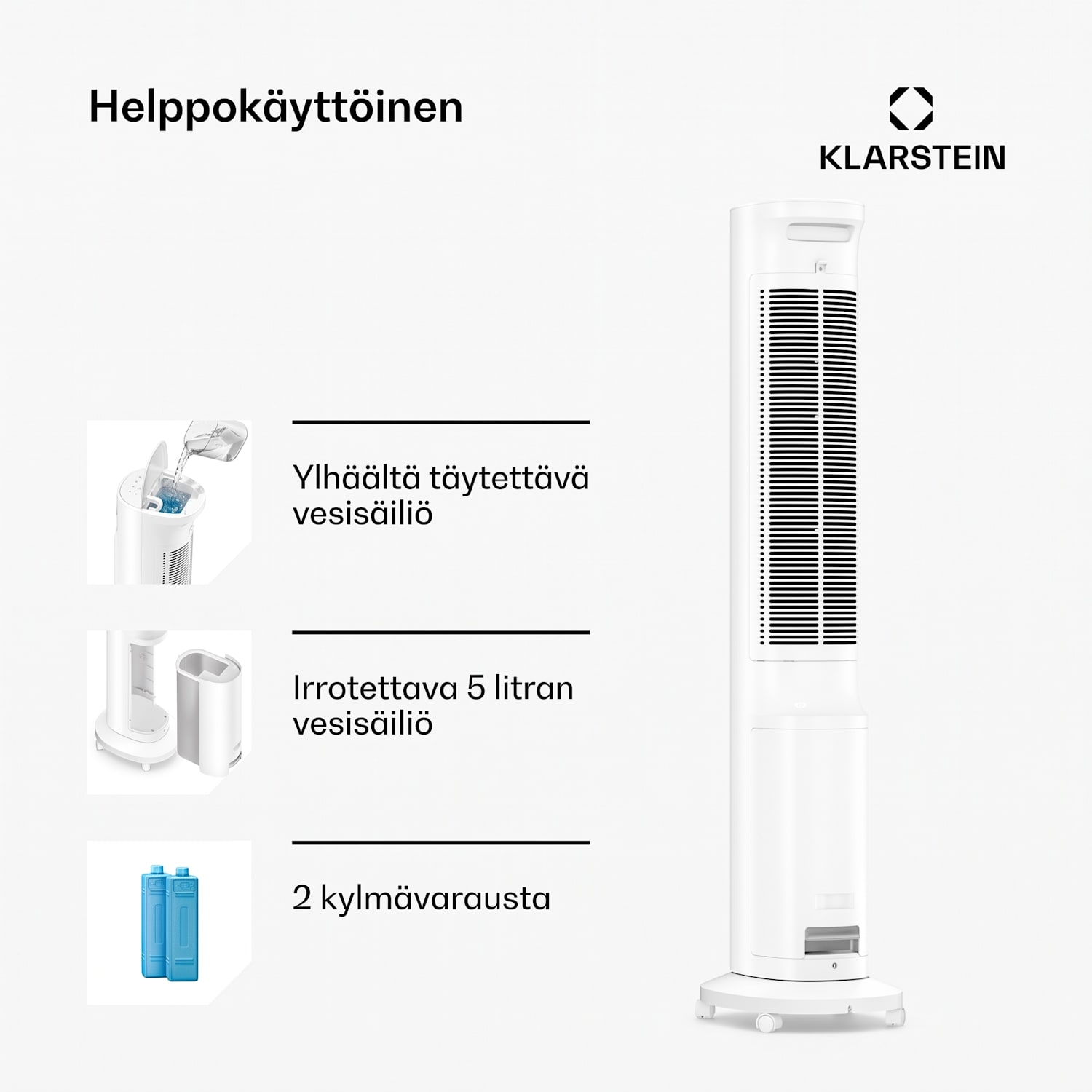 Polar Smarter ilmaviilennin vesijäähdytyksellä | 300 m³/h | 5 l | 30 m² | 3 tilaa | 75 W 300 m³/h | Valkoinen