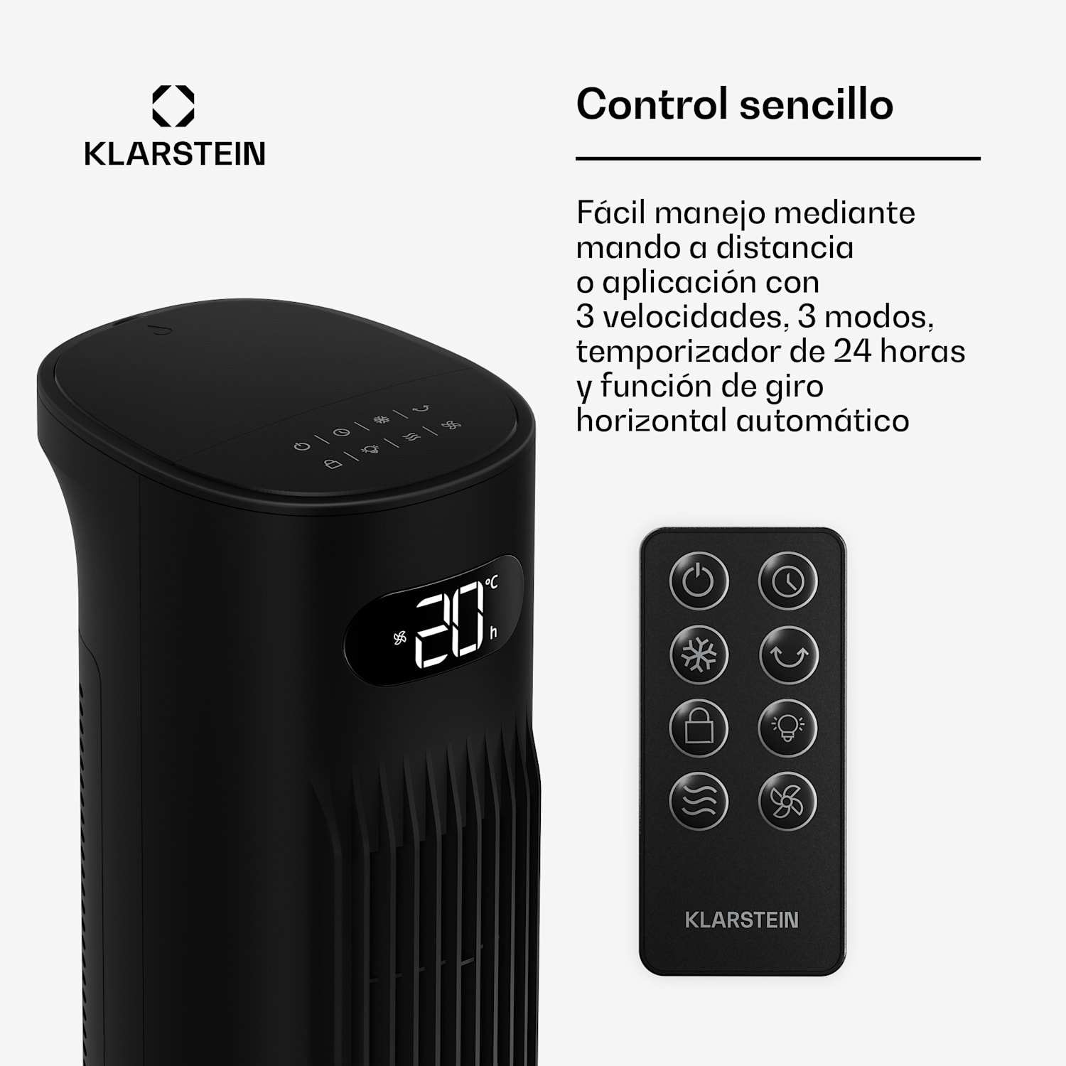 Polar Smart enfriador de aire con refrigeración por agua | 300 m³/h | 5 L | 30 m² | 3 modos | 75 W 300 m³/h | Negro