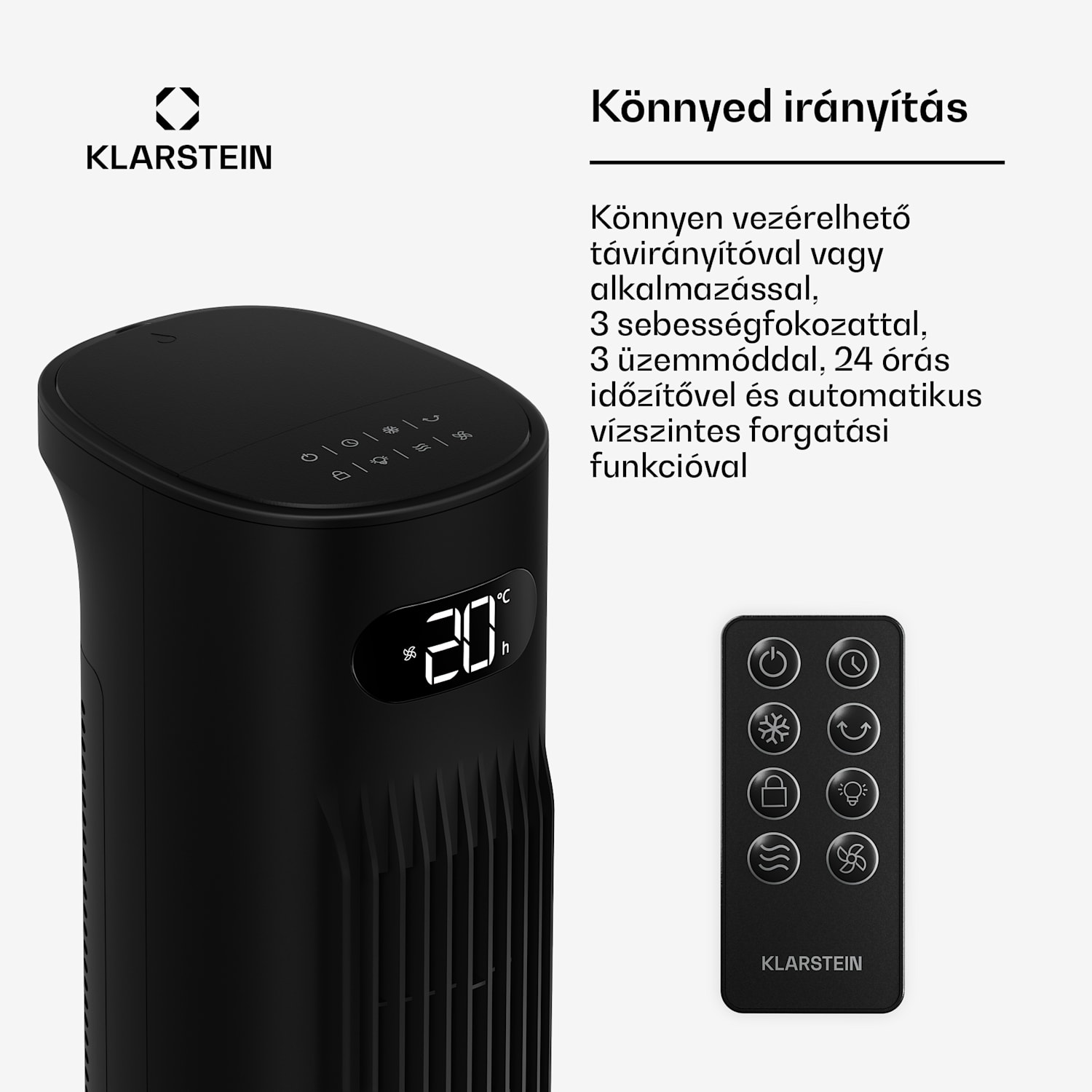 Polar intelligens léghűtő vízhűtéssel | 300 m³/h | 5 l | 30 m² | 3 üzemmód | 75 W 300 m³/h | Fekete
