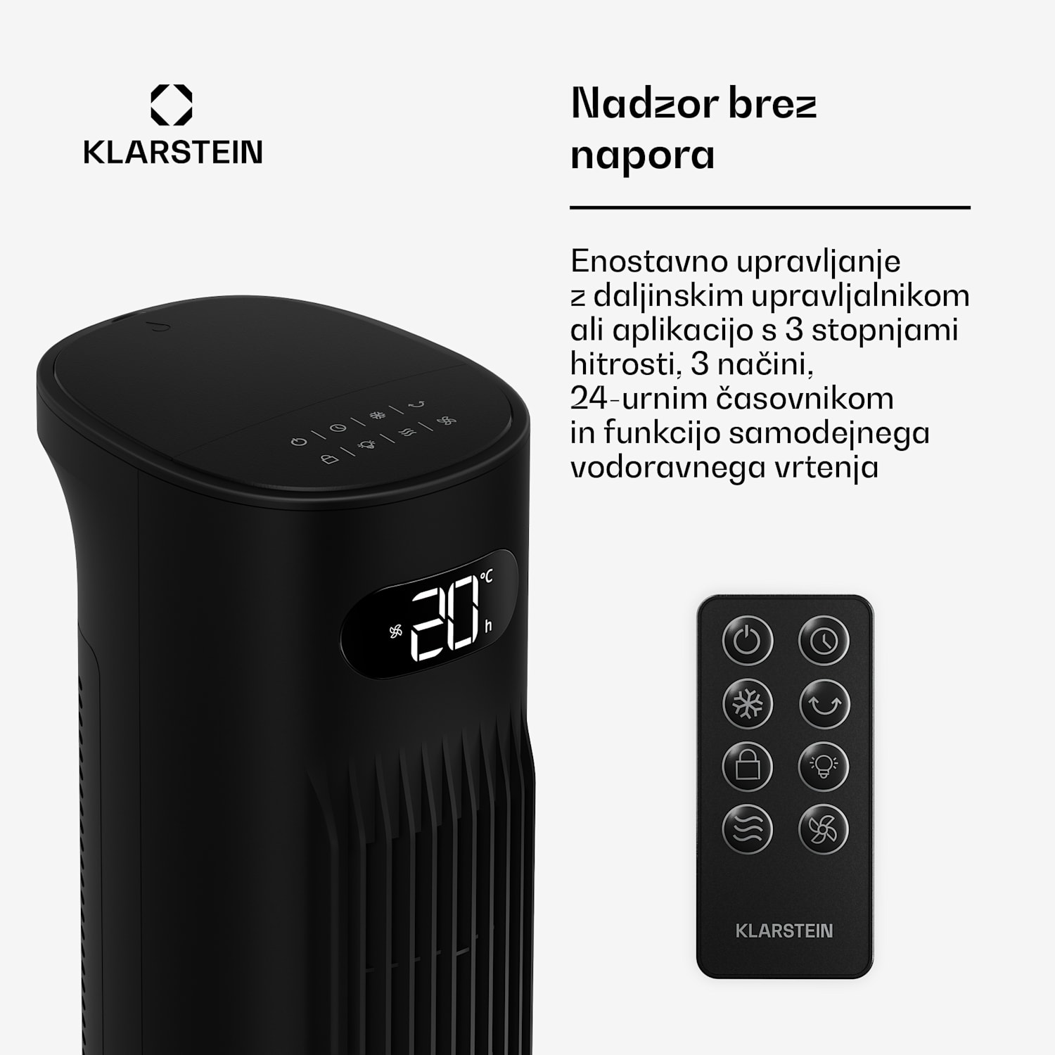 Polar pametni hladilec zraka z vodnim hlajenjem | 300 m³/h | 5 l | 30 m² | 3 načini | 75 W 300 m³/h | Črna