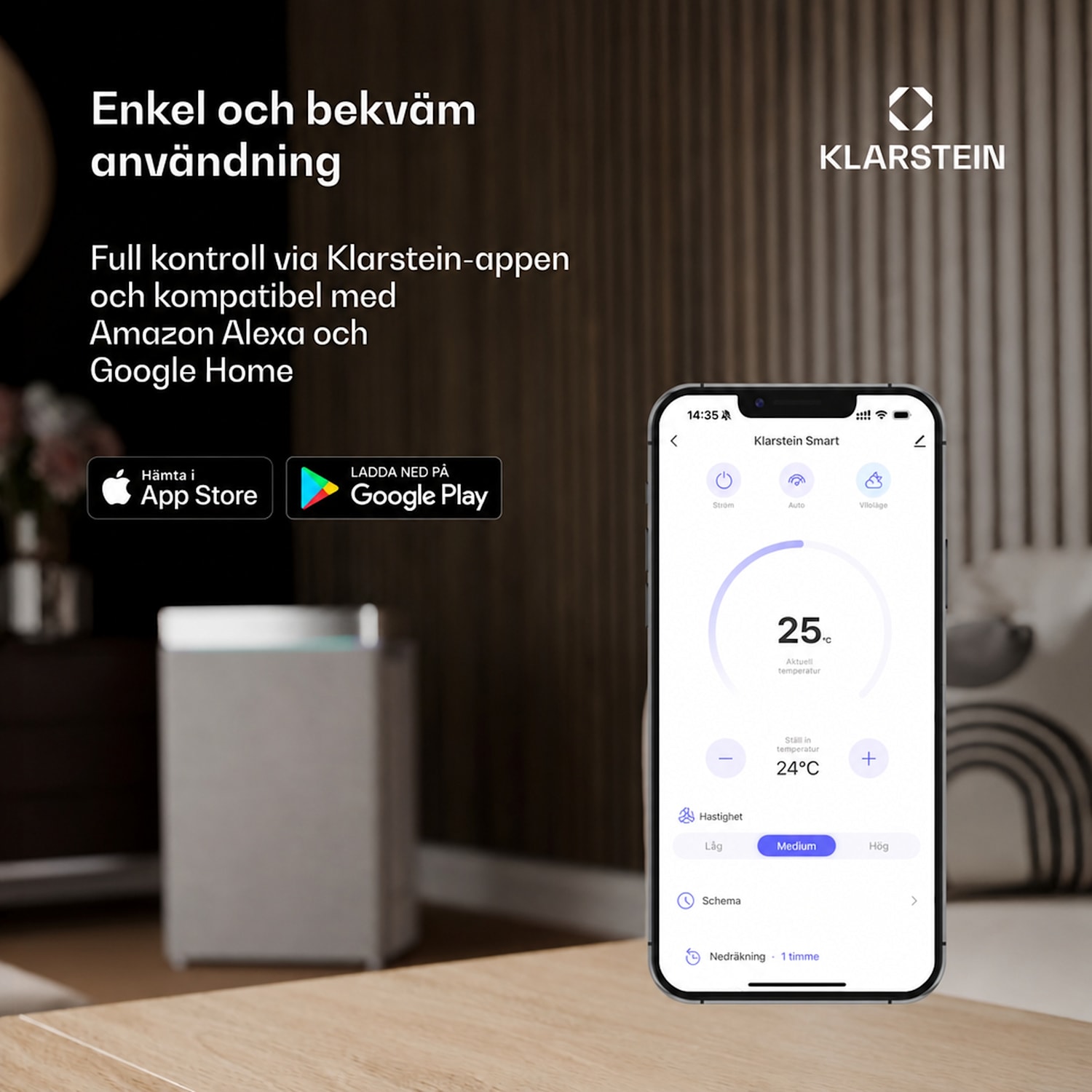 Polar Smarter luftkylare med vattenkylning | 300 m³/h | 5 l | 30 m² | 3 lägen | 75 W 300 m³/h | Svart
