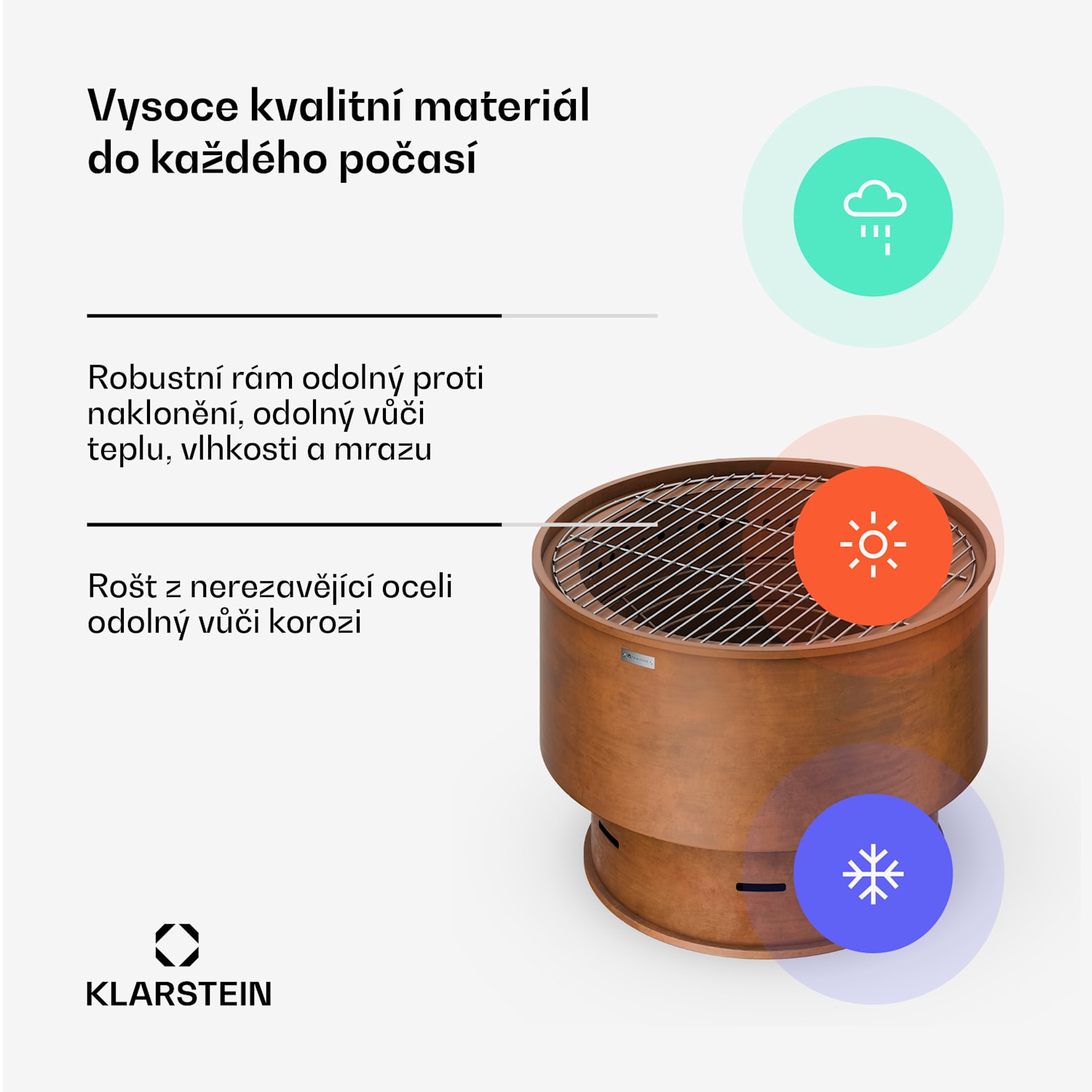 Pompeji ohniště s grilem | ochrana proti jiskrám | stabilní | odolné | 60 cm Óxido