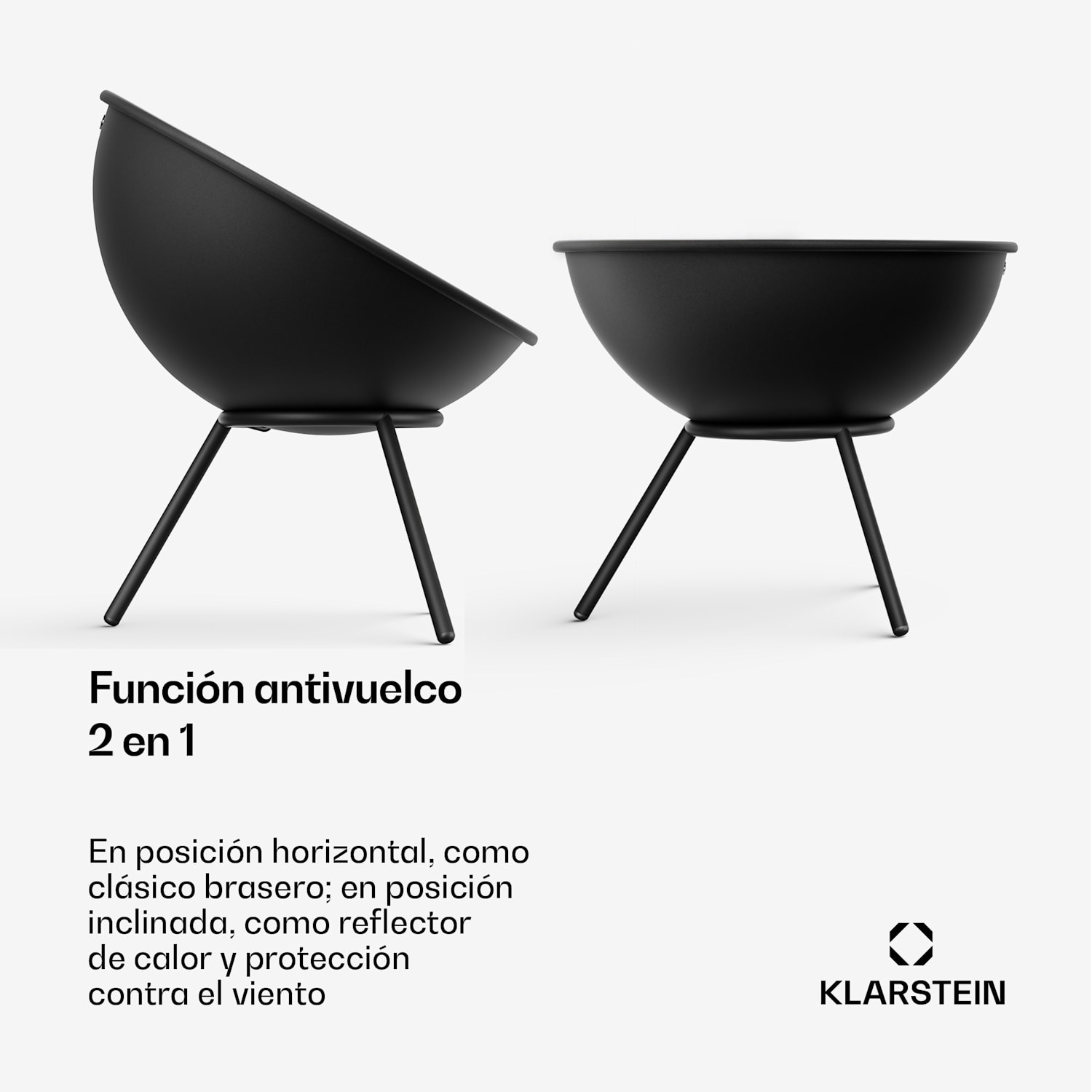 Fireball Brasero bajo | Protector contra chispas | Resistente a la corrosión | Robusto | 43 cm | Negro 