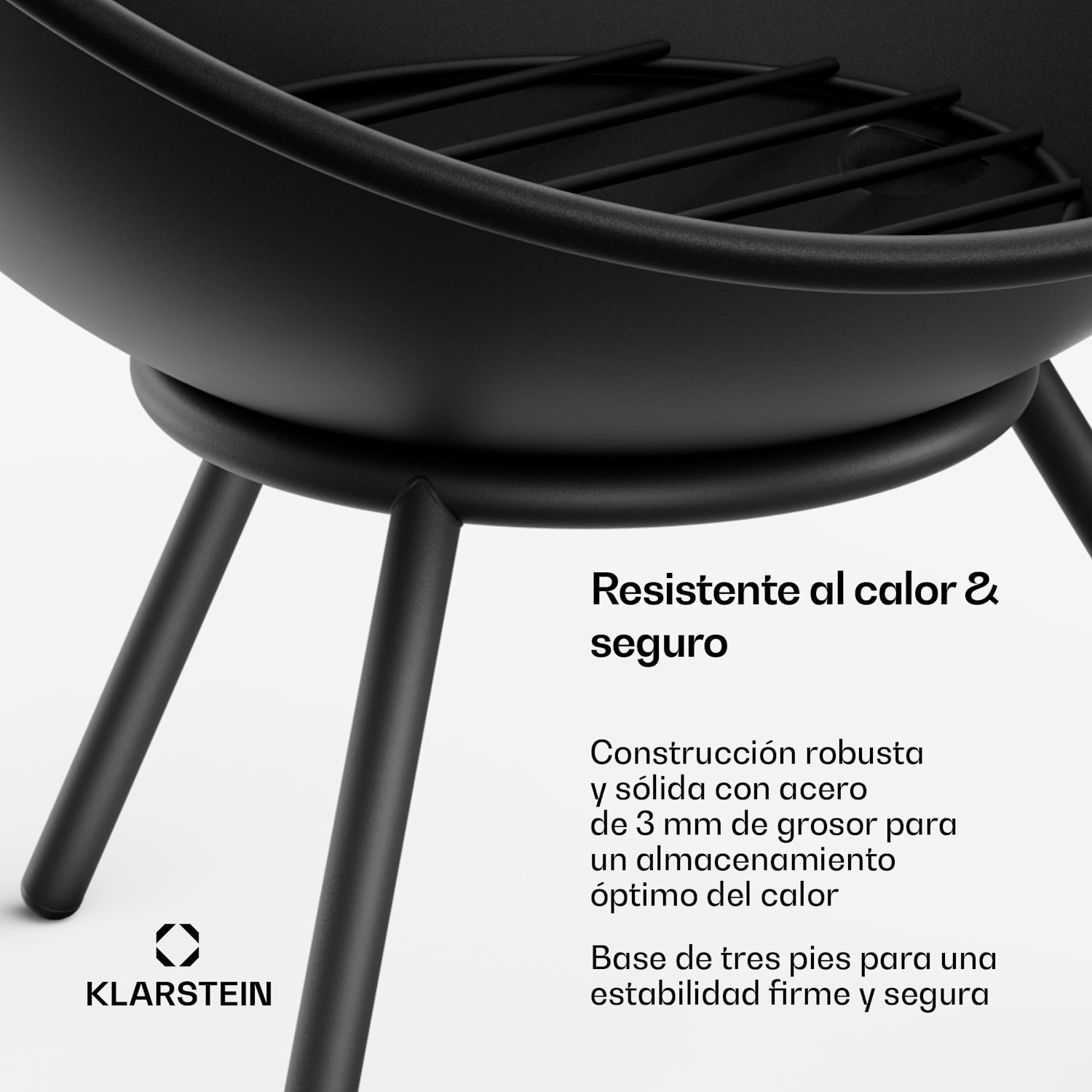 Fireball Brasero bajo | Protector contra chispas | Resistente a la corrosión | Robusto | 43 cm | Negro 