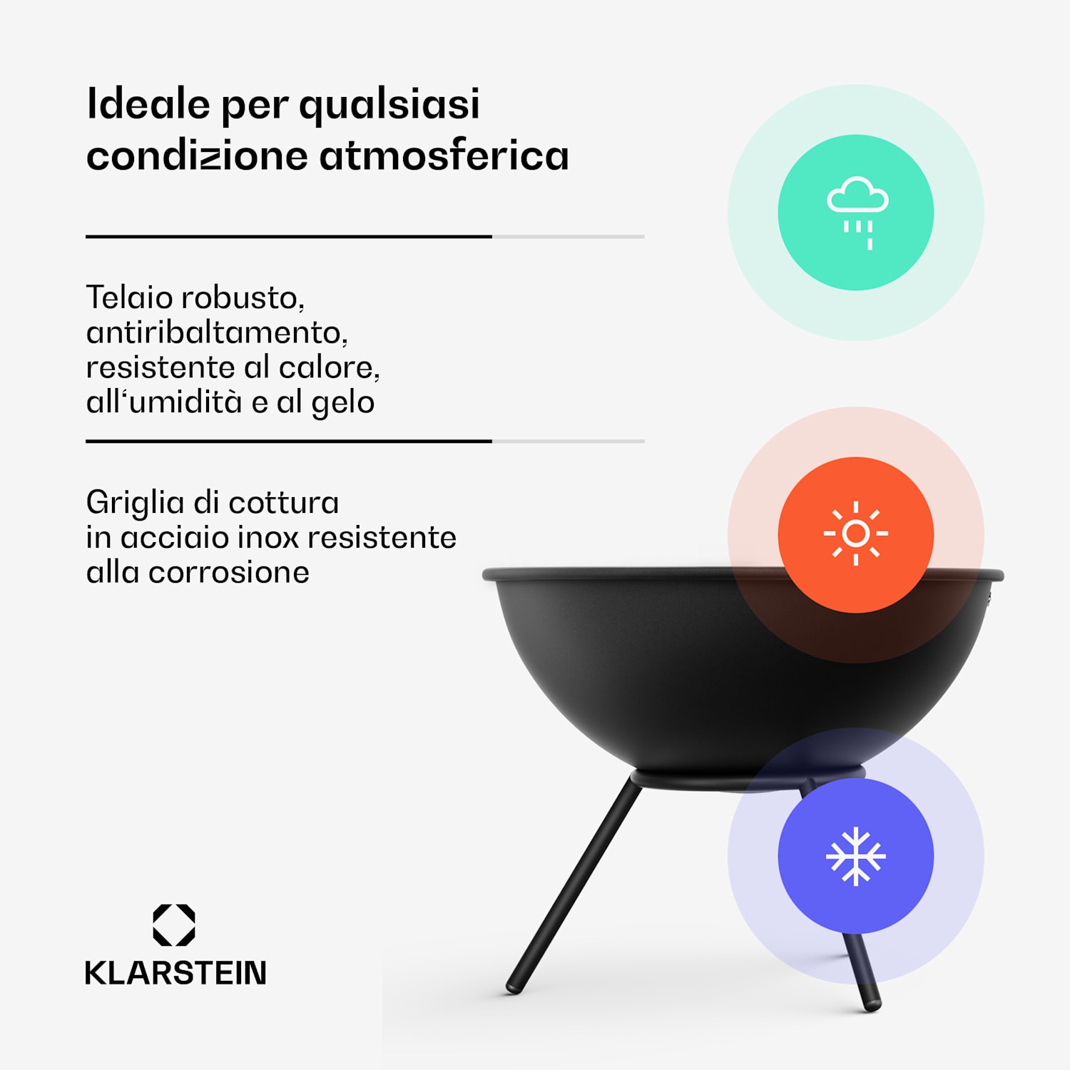 Fireball - Braciere basso | Parascintille | Resistente alla corrosione | Robusto | 43 cm | Nero 
