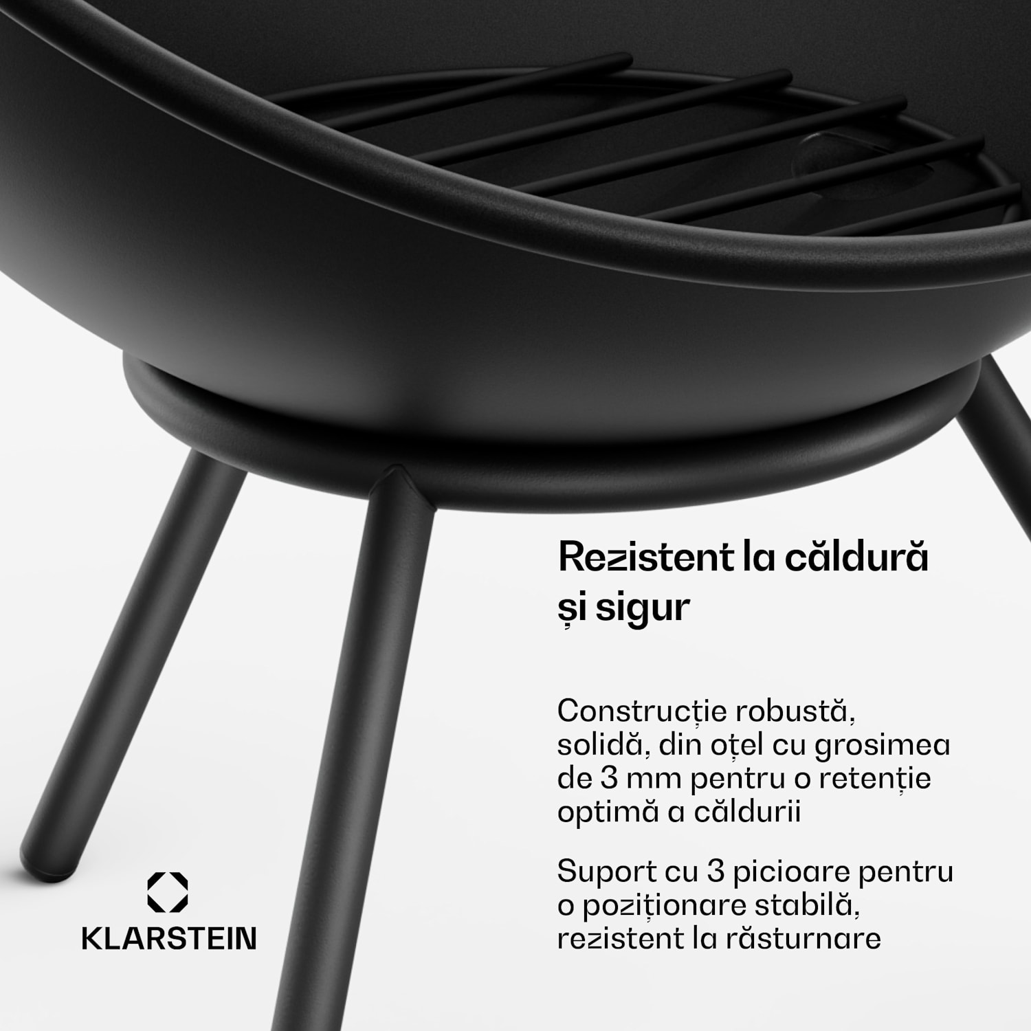 Fireball low Șemineu | Protecție împotriva scânteilor | Rezistent la coroziune | Robust | 43 cm | Negru 