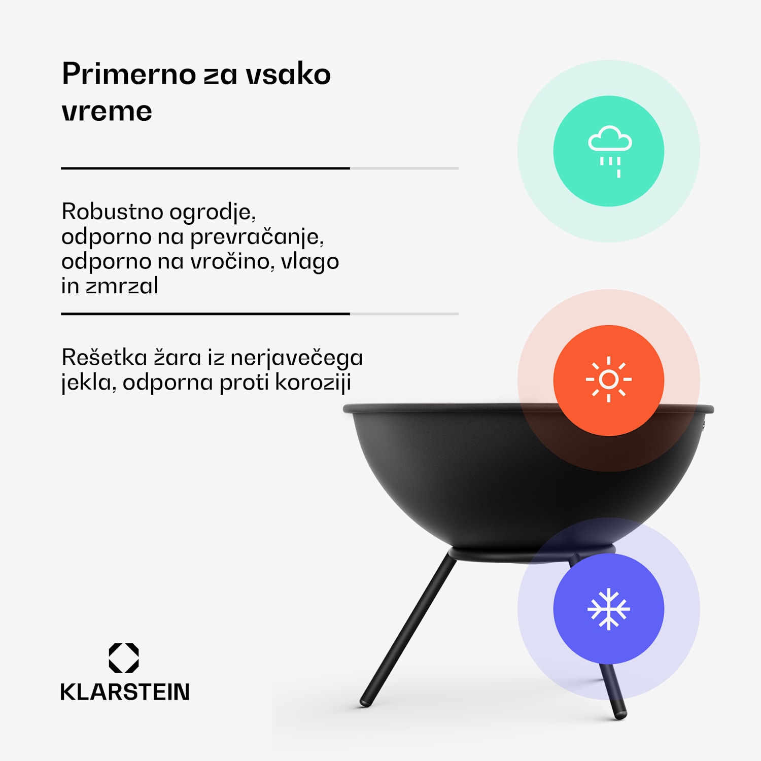 Fireball nizko ognjišče | Zaščita pred iskrenjem | Odporno na korozijo | Robustno | 43 cm | Črna 