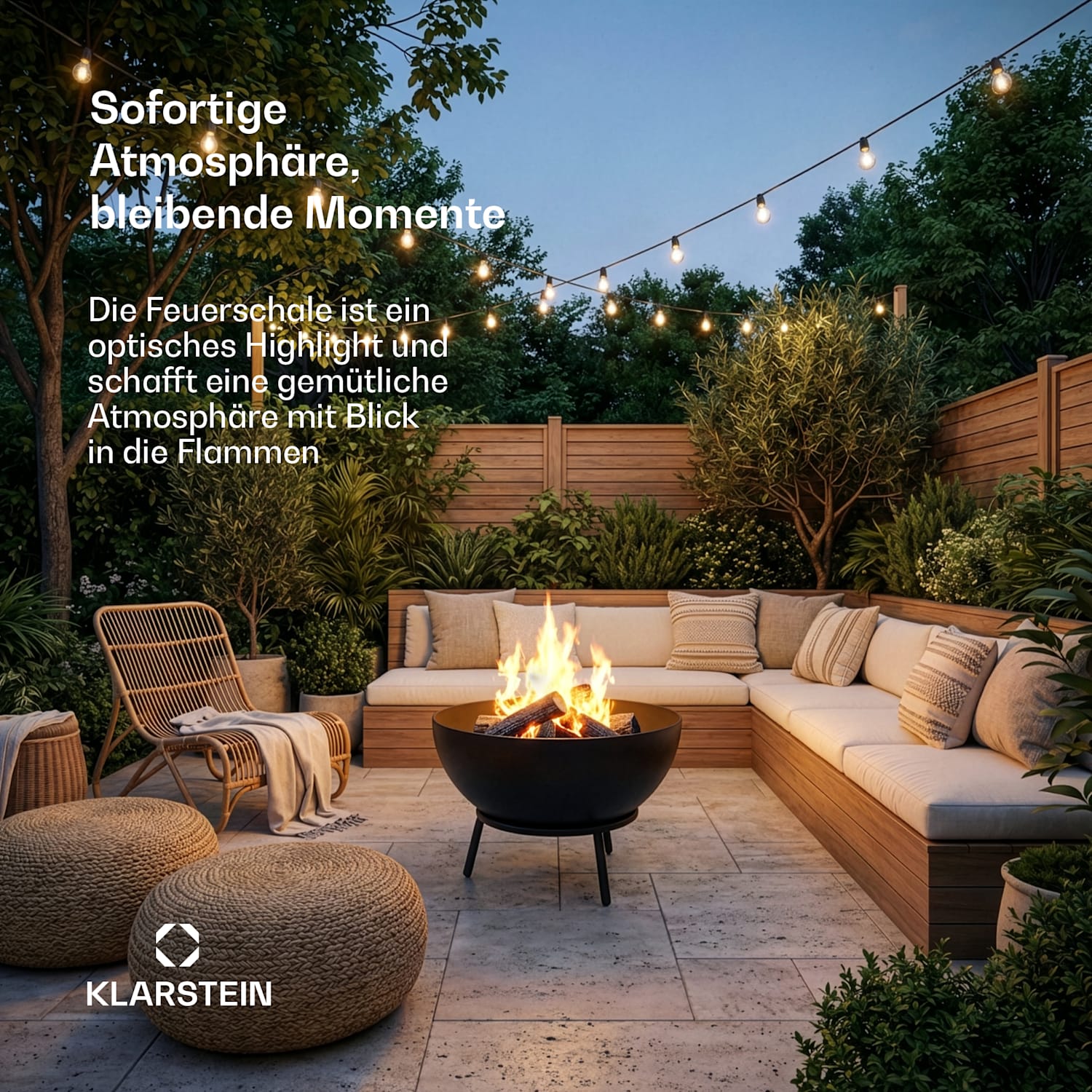 Fireball Niedrige Feuerschale | Korrosionssicher | Kippsicher | Robust | 66 cm | Schwarz 