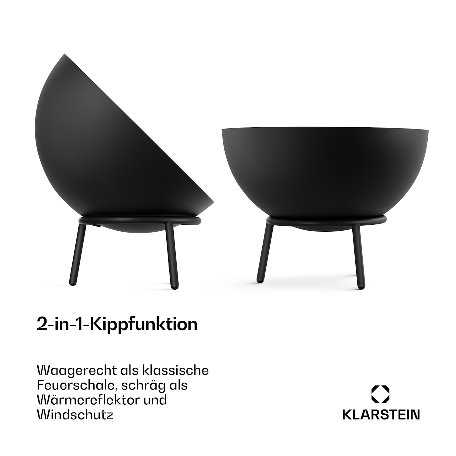 Fireball Niedrige Feuerschale | Korrosionssicher | Kippsicher | Robust | 66 cm | Schwarz 