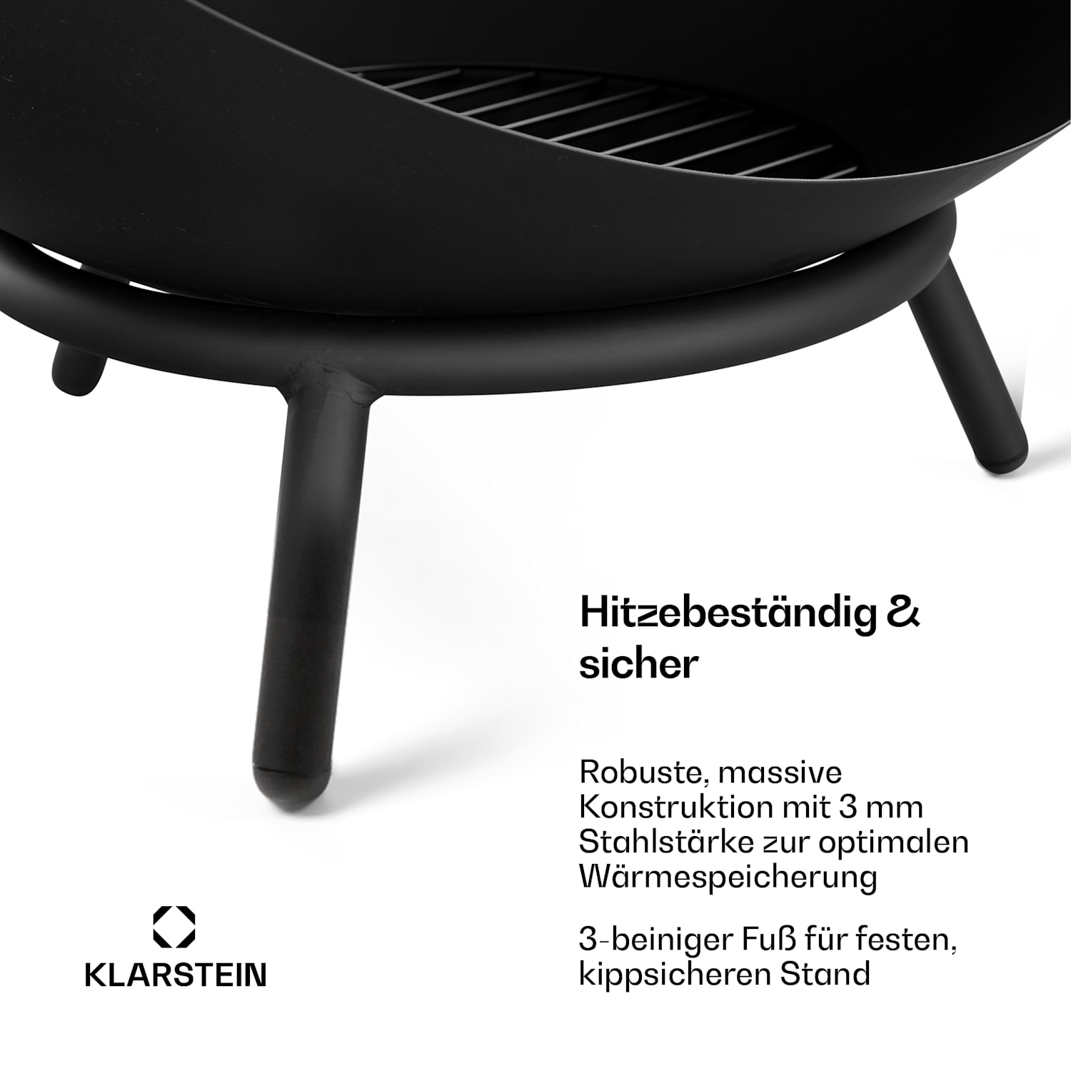 Fireball Niedrige Feuerschale | Korrosionssicher | Kippsicher | Robust | 66 cm | Schwarz 