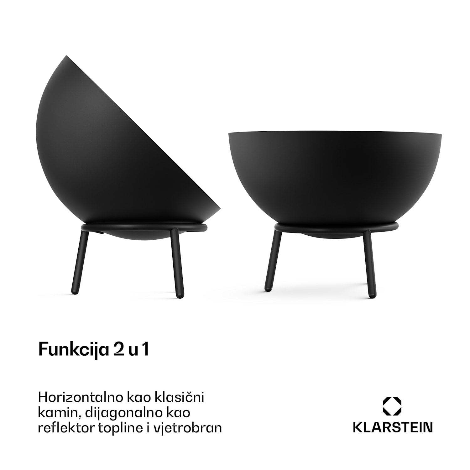 Fireball niska posuda za vatru | Otporna na koroziju | Stabilna | Robusna | 66 cm | Crna 