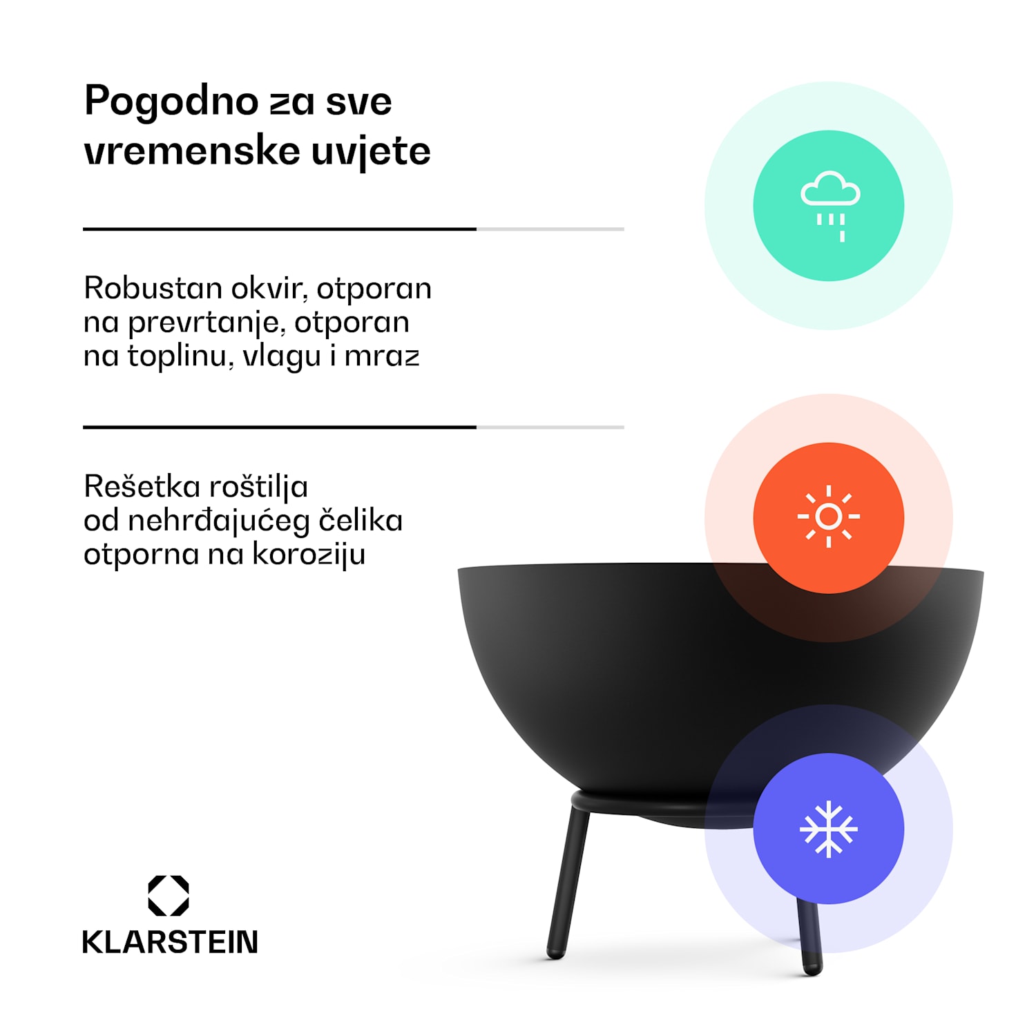 Fireball niska posuda za vatru | Otporna na koroziju | Stabilna | Robusna | 66 cm | Crna 