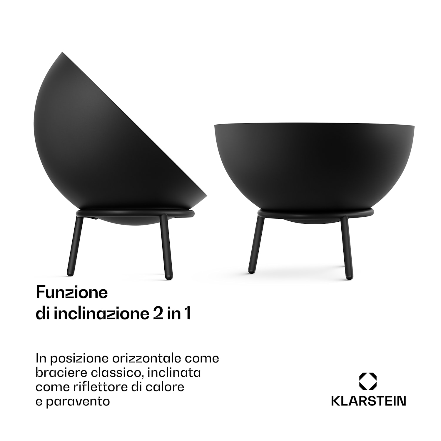 Fireball - Braciere basso | Resistente alla corrosione | Antiribaltamento | Robusto | 66 cm | Nero 