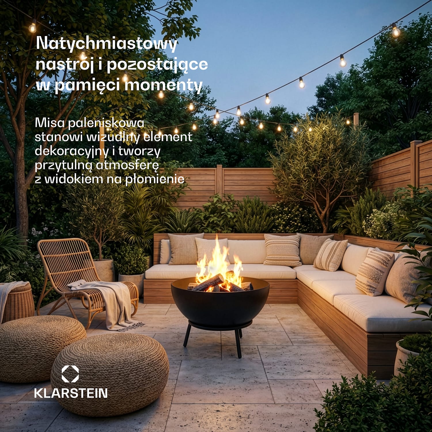 Fireball Niska misa paleniskowa | Odporna na korozję | Niewywrotna | Trwała | 66 cm | Czarna  