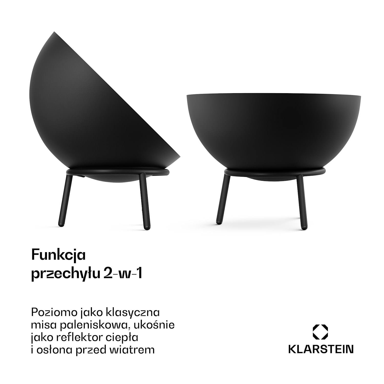 Fireball Niska misa paleniskowa | Odporna na korozję | Niewywrotna | Trwała | 66 cm | Czarna  