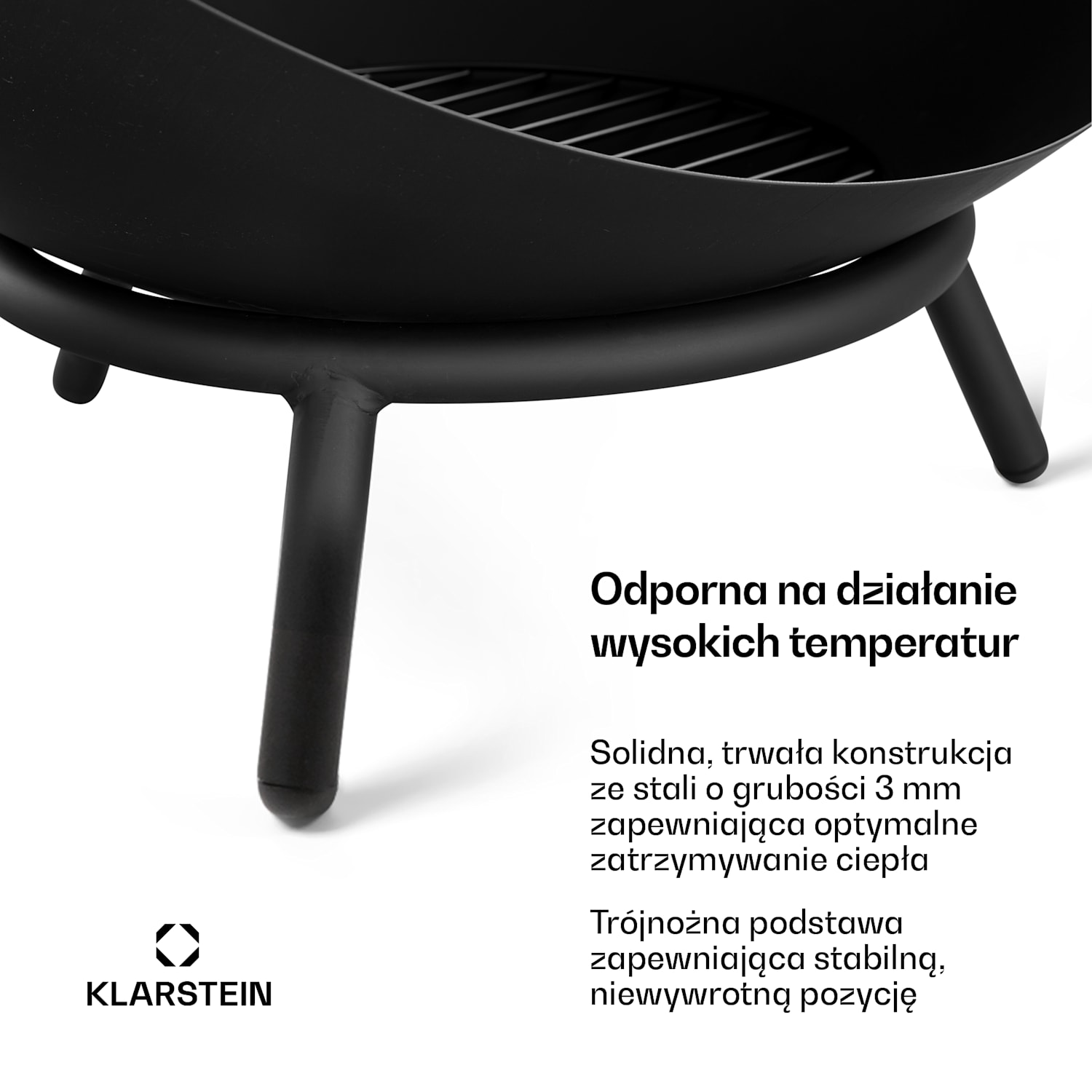 Fireball Niska misa paleniskowa | Odporna na korozję | Niewywrotna | Trwała | 66 cm | Czarna  