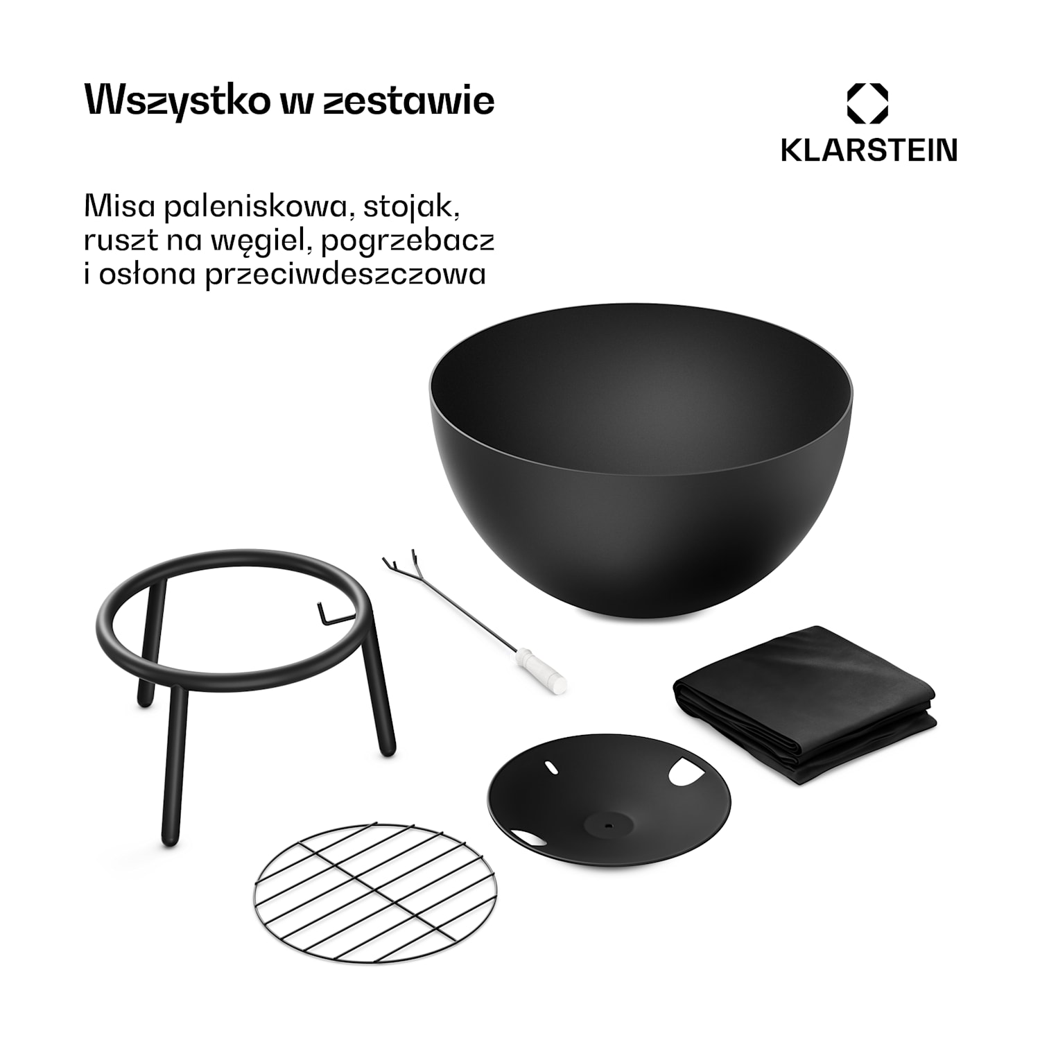 Fireball Niska misa paleniskowa | Odporna na korozję | Niewywrotna | Trwała | 66 cm | Czarna  