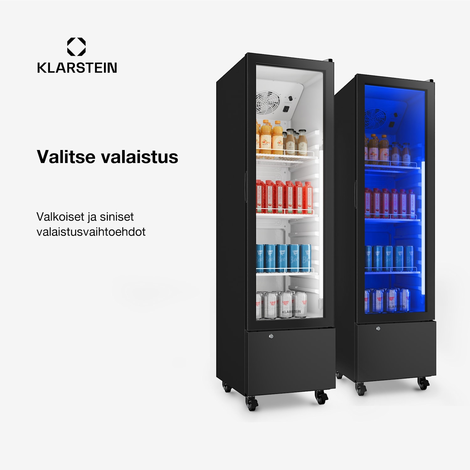 GrandCooler Gastro juomajääkaappi | 163,5 x 43 cm | LED-sisävalaistus | Musta 180 L | Musta