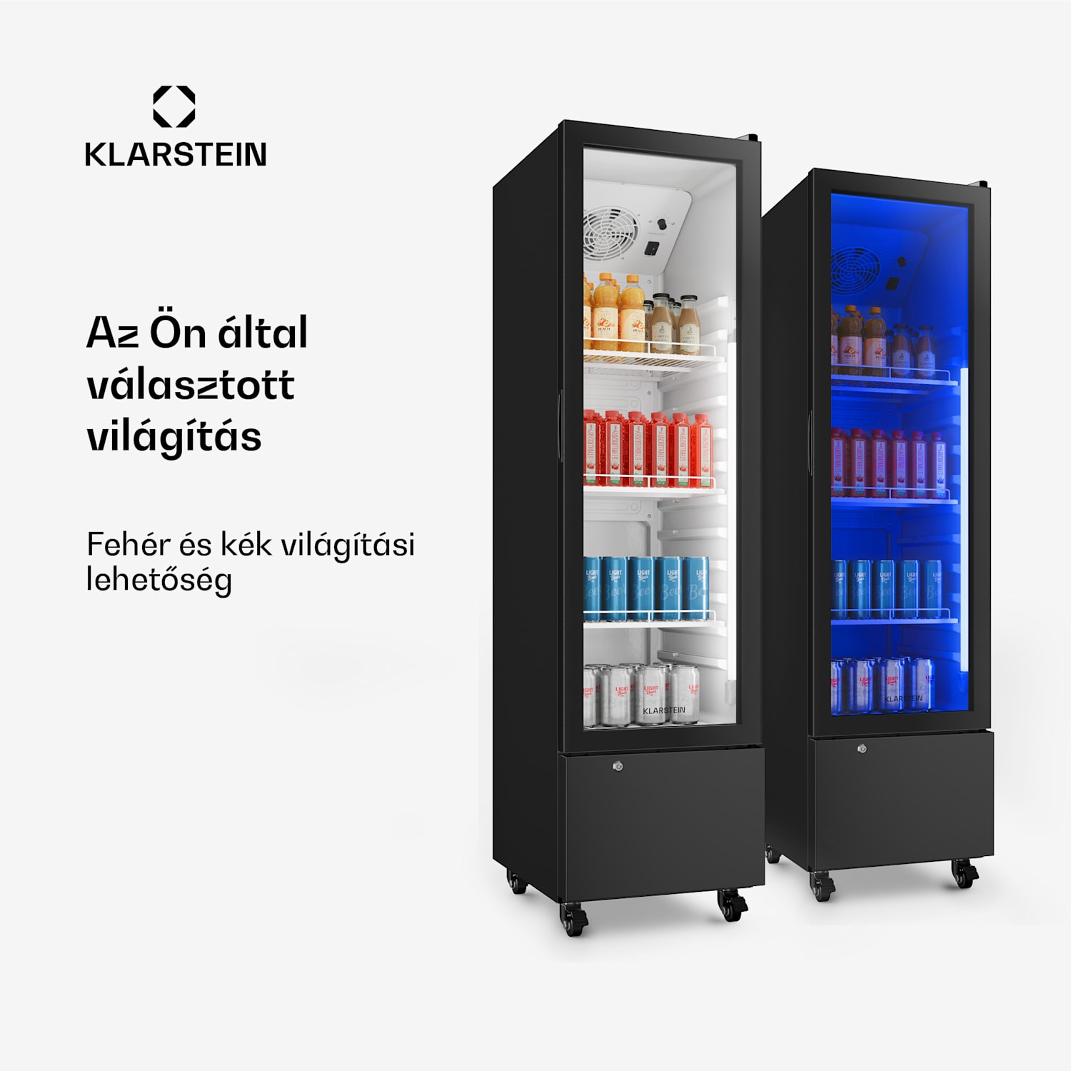 GrandCooler gasztro italhűtő | 163,5 x 43 cm | LED belső világítás | Fekete 180 Ltr | Fekete