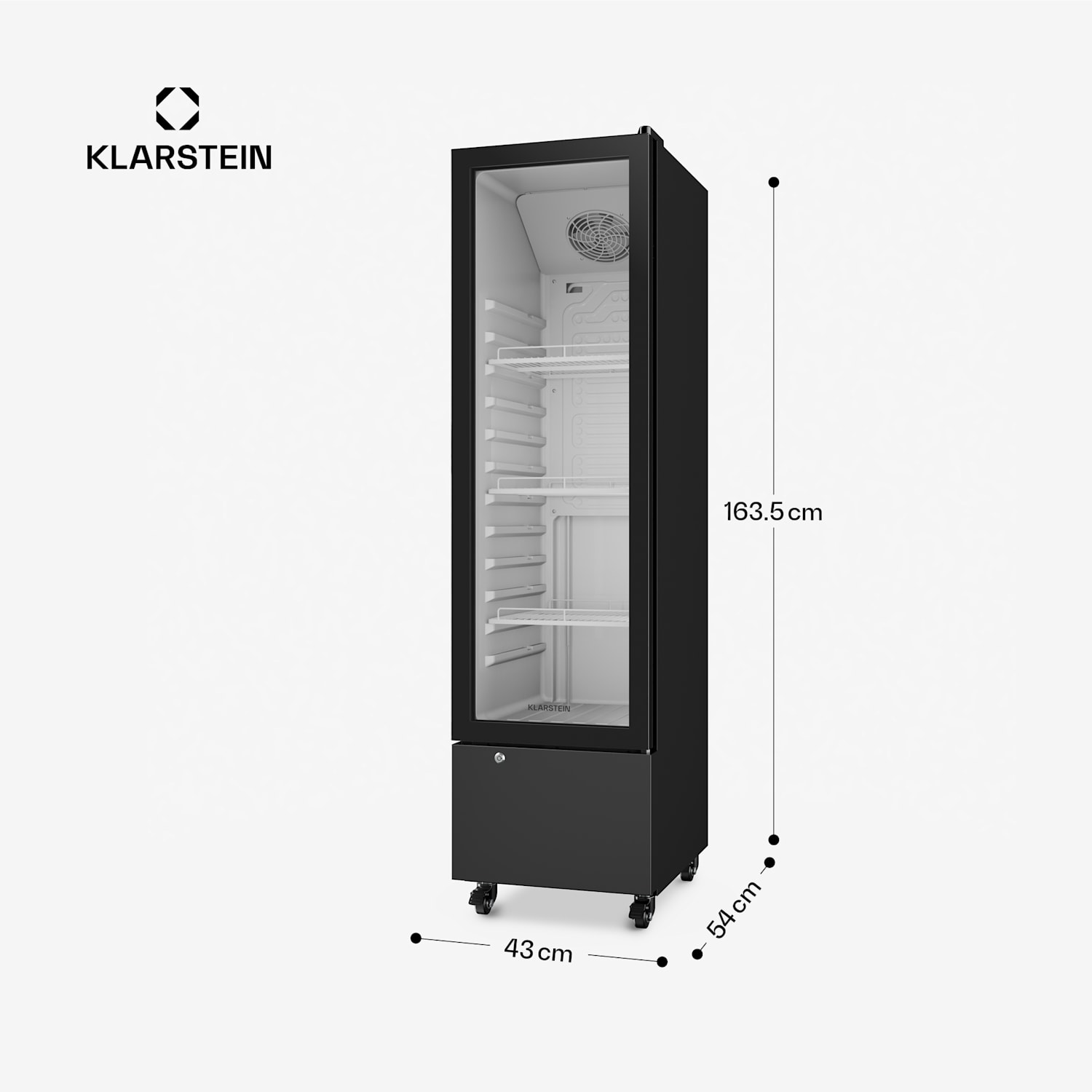 GrandCooler Gastro Réfrigérateur à boissons | 163,5 x 43 cm | Eclairage intérieur LED | Noir 180 L | Noir