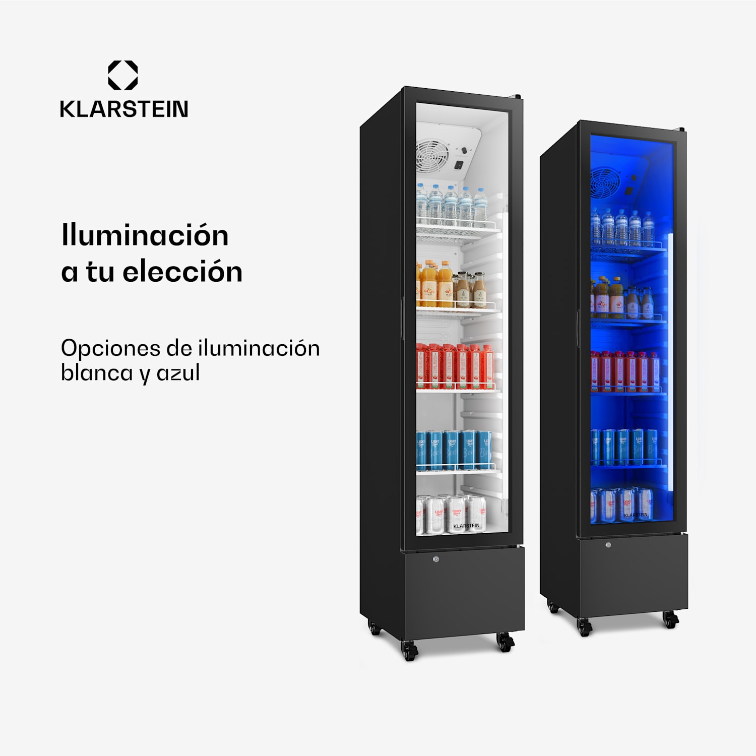 GrandCooler Gastro refrigerador de bebidas | 191,5 x 43 cm | Iluminación interior LED | Negro 220 L | Negro