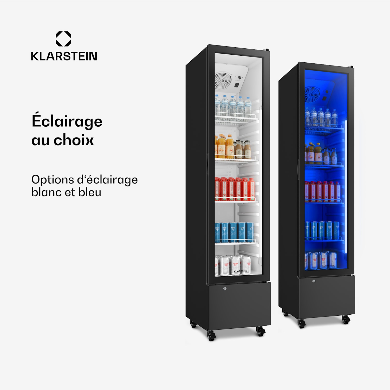 GrandCooler Gastro Réfrigérateur à boissons | 191,5 x 43 cm | Eclairage intérieur LED | Noir 220 L | Noir