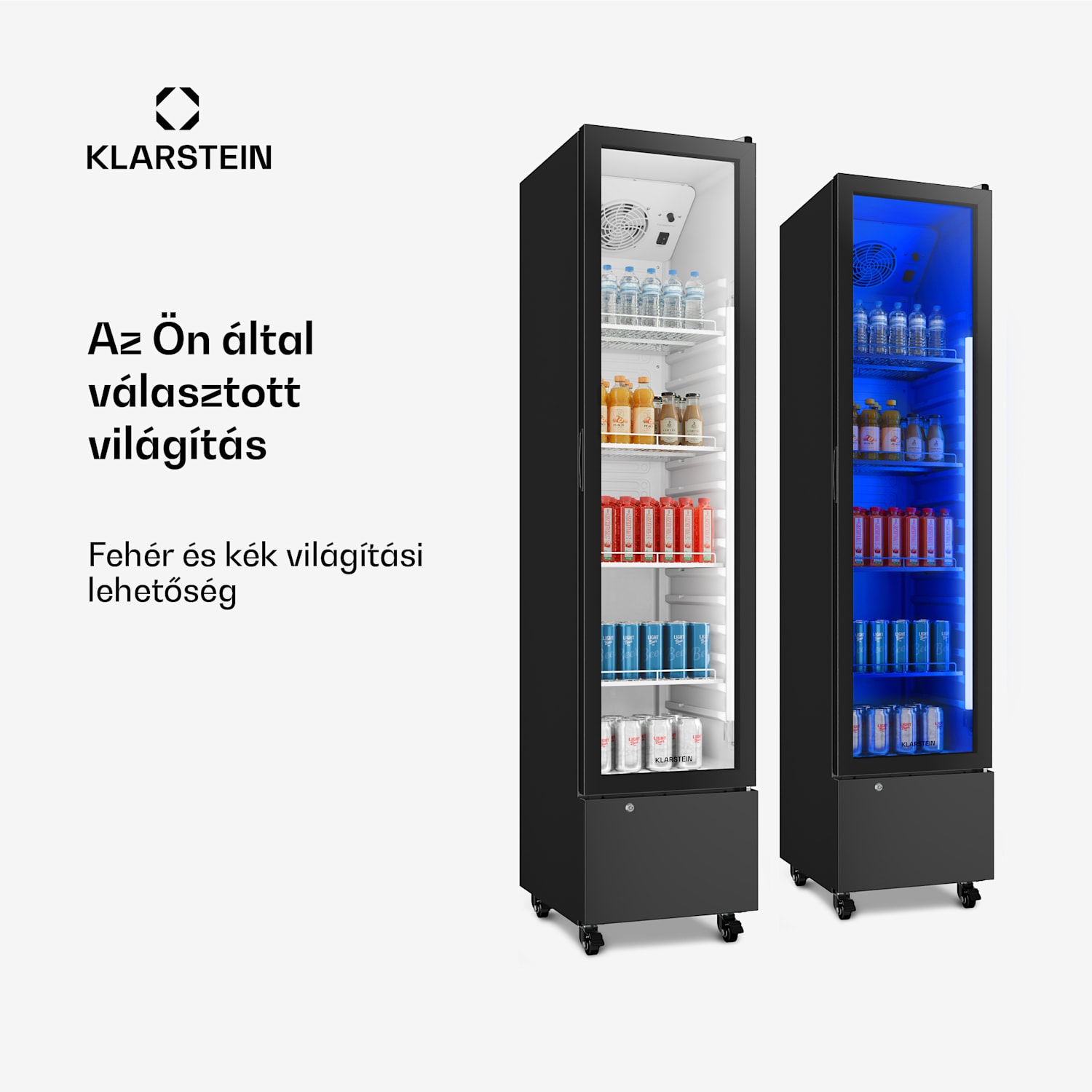 GrandCooler gasztro italhűtő | 191,5 x 43 cm | LED belső világítás | Fekete 220 Ltr | Fekete