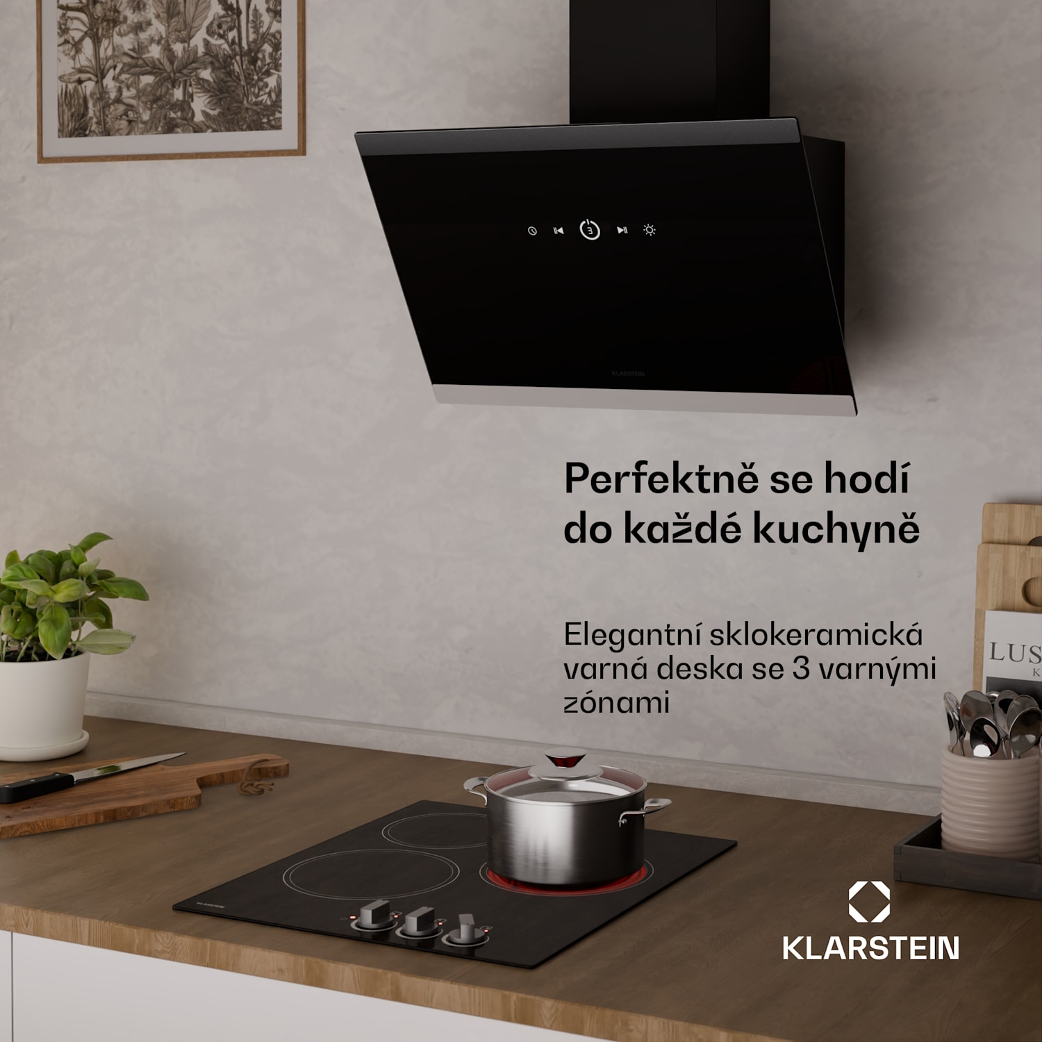 EasyCook sklokeramická varná doska | 3 varné zóny | 4700 W | 11 úrovní výkonu | 45 cm 45 cm | Duální zóna