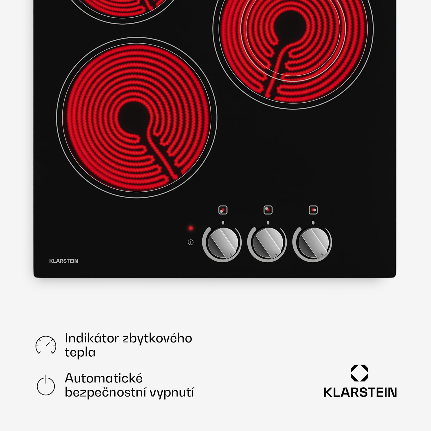 EasyCook sklokeramická varná doska | 3 varné zóny | 4700 W | 11 úrovní výkonu | 45 cm 45 cm | Duální zóna