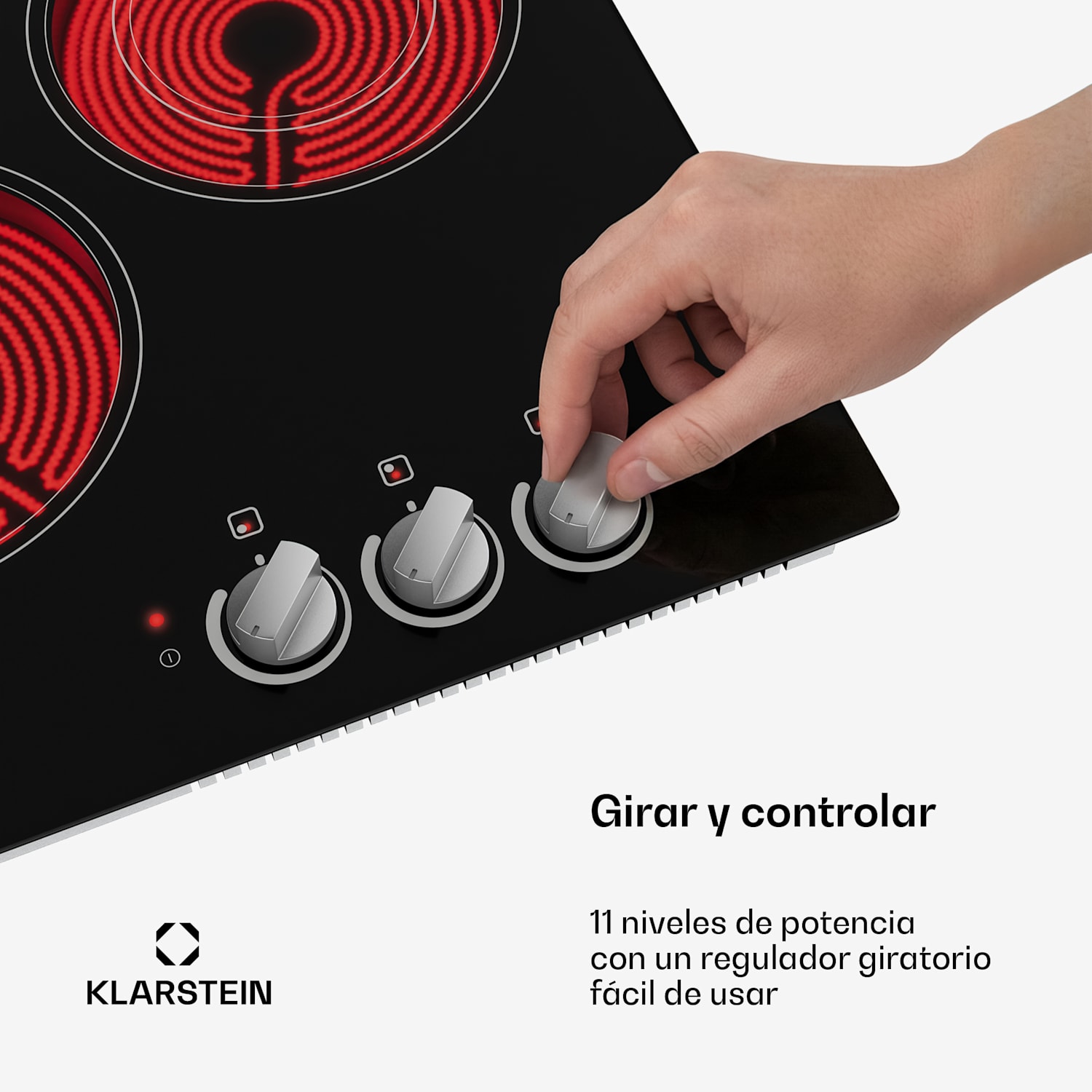 Placa vitrocerámica EasyCook | 3 zonas de cocción | 4700 W | 11 niveles de potencia | 45 cm 45 cm | Zona dual