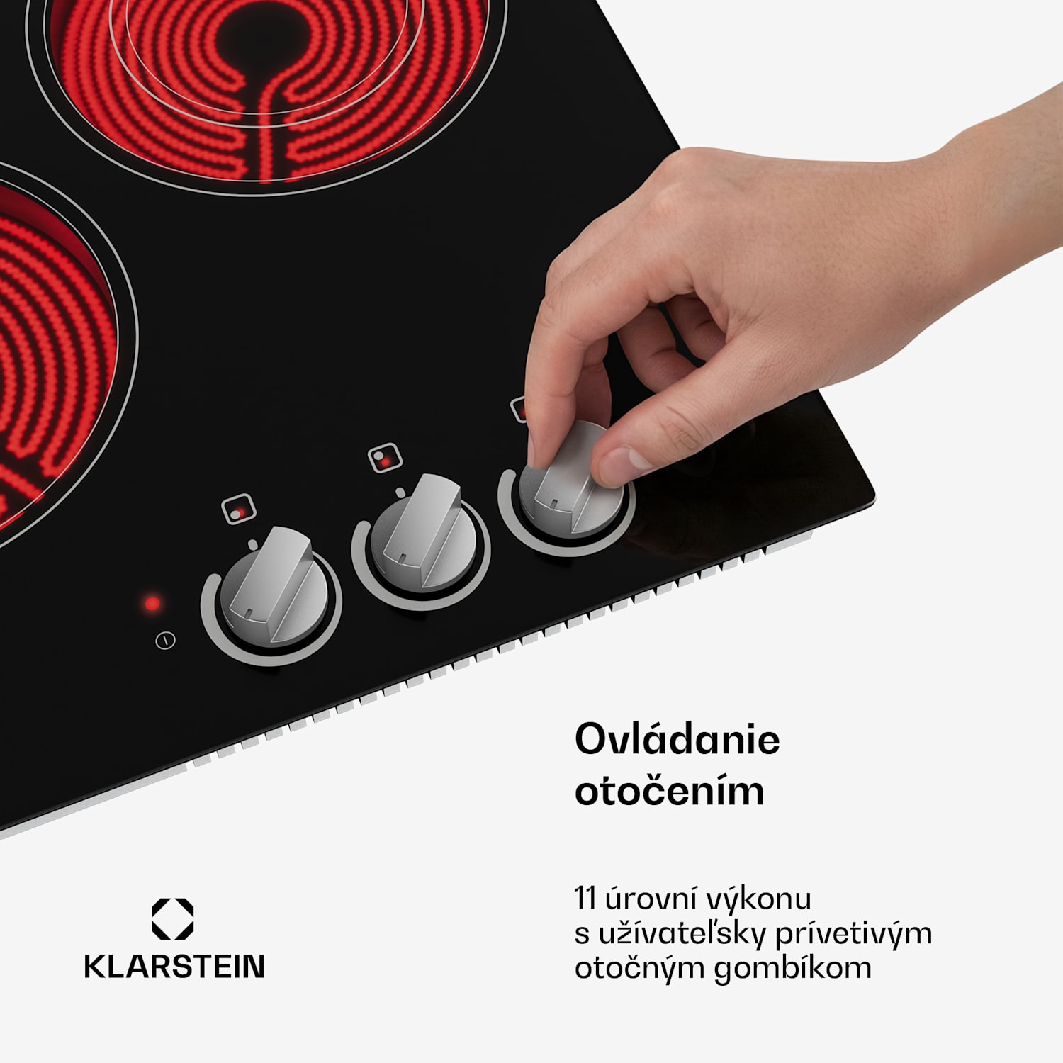 EasyCook sklokeramická varná doska | 3 varné zóny | 4700 W | 11 úrovní výkonu | 45 cm 45 cm | Dvojzónová