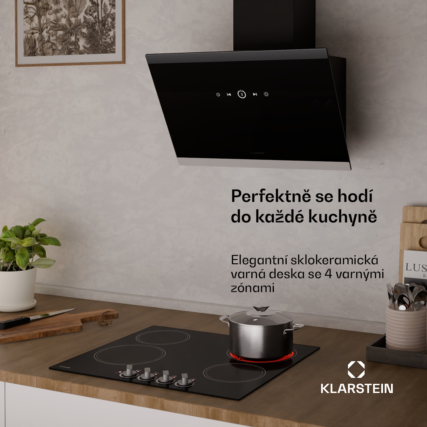 EasyCook sklokeramická varná doska | 4 varné zóny | 5800 W | 11 úrovní výkonu | 60 cm 60 cm | Jednotlivé zóny