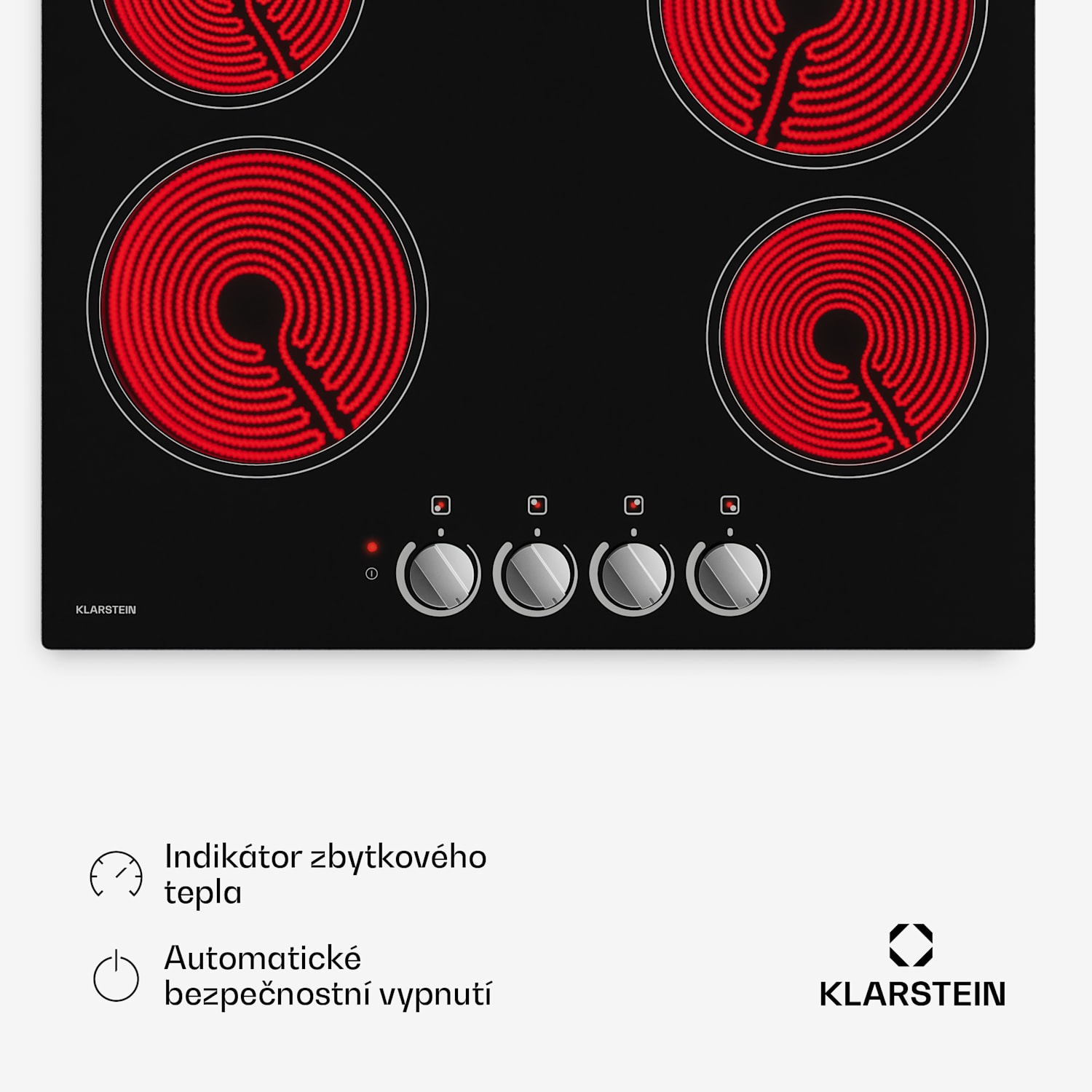 EasyCook sklokeramická varná doska | 4 varné zóny | 5800 W | 11 úrovní výkonu | 60 cm 60 cm | Jednotlivé zóny