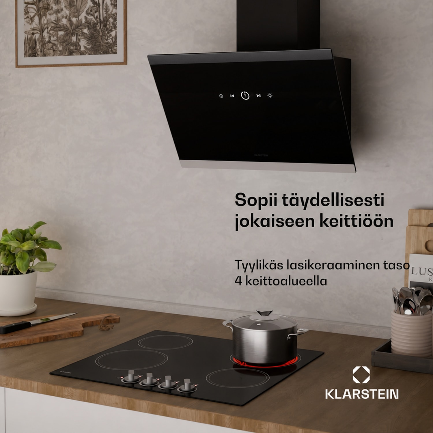 EasyCook lasikeramiikkaliesi | 4 keittoaluetta | 6000 W | 11 tehotasoa | 60 cm 60 cm | Yksittäiset vyöhykkeet