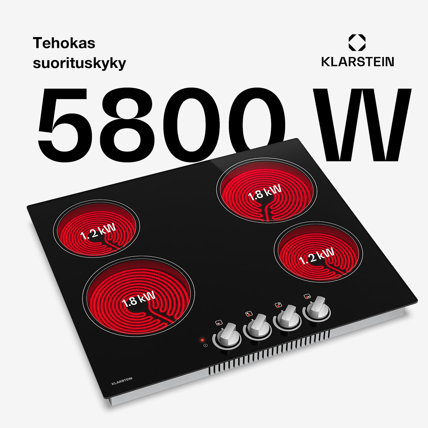 EasyCook lasikeramiikkaliesi | 4 keittoaluetta | 6000 W | 11 tehotasoa | 60 cm 60 cm | Yksittäiset vyöhykkeet