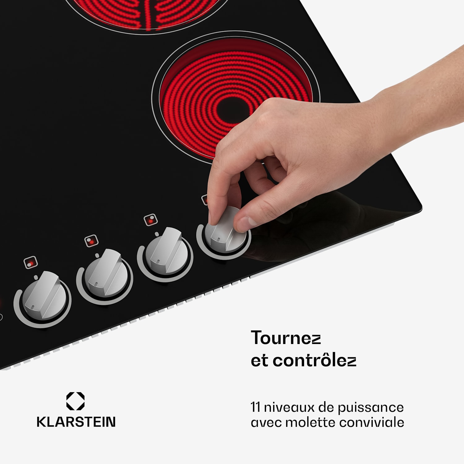 EasyCook Table de cuisson vitrocéramique | 4 zones de cuisson | 5800 W | 11 niveaux de puissance | 60 cm 60 cm | Zones individuelles