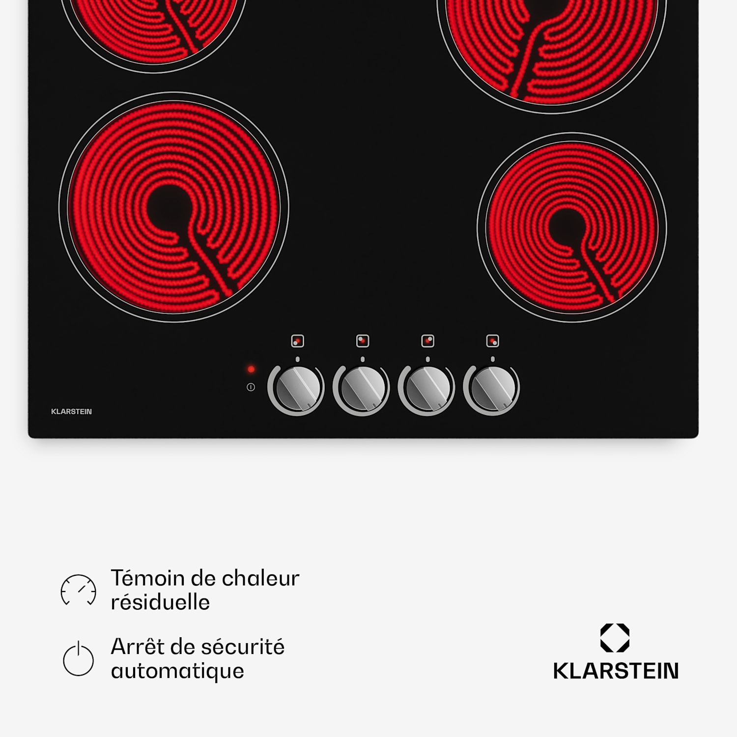 EasyCook Table de cuisson vitrocéramique | 4 zones de cuisson | 5800 W | 11 niveaux de puissance | 60 cm 60 cm | Zones individuelles