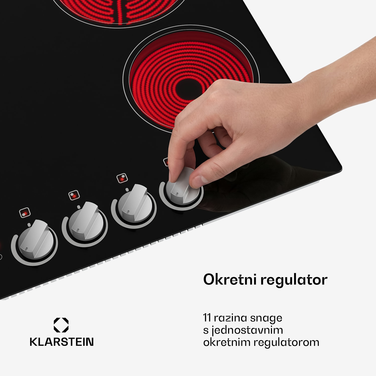Staklokeramička ploča za kuhanje EasyCook | 4 zone za kuhanje | 5800 W | 11 razina snage | 60 cm 60 cm | Pojedinačne zone