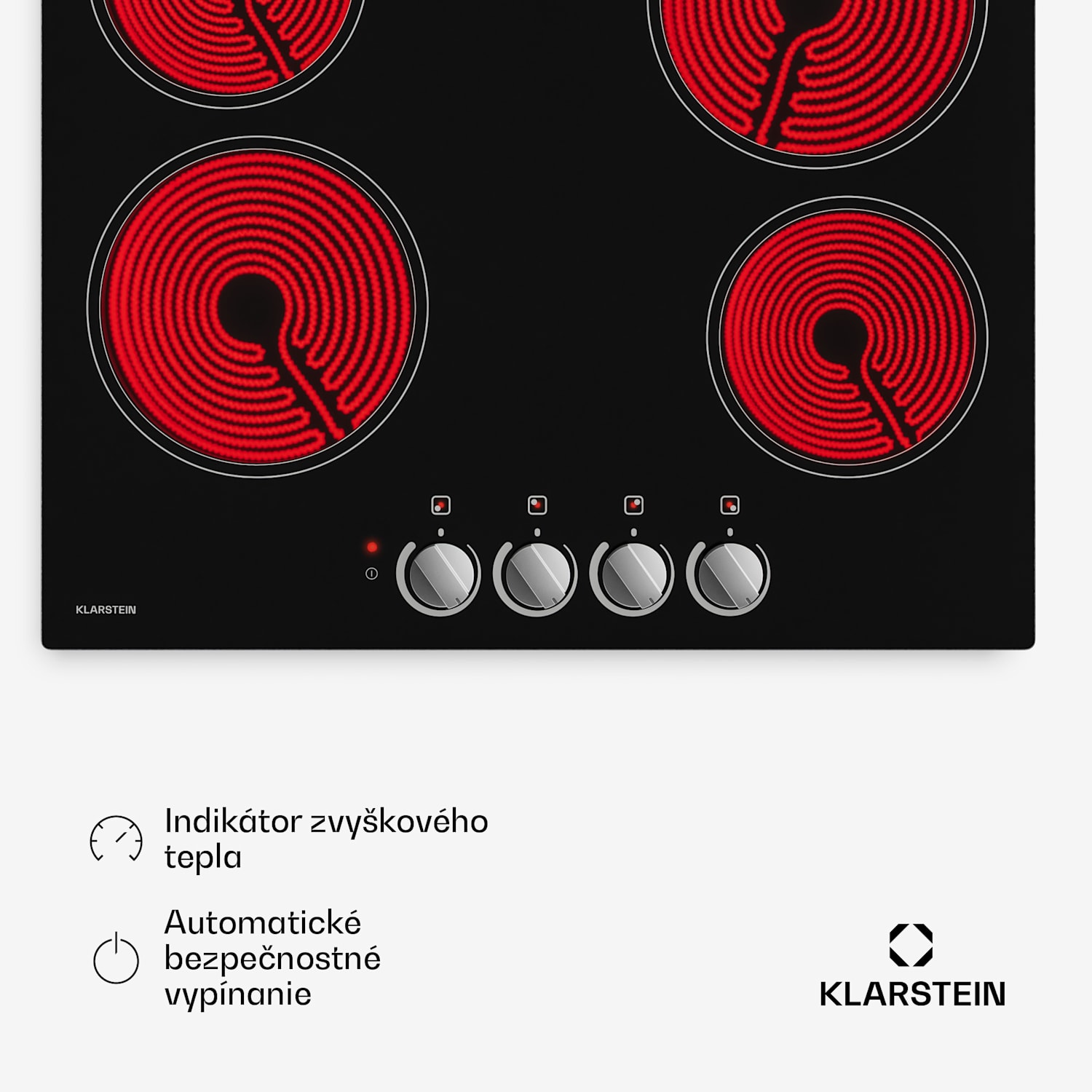 EasyCook sklokeramická varná doska | 4 varné zóny | 5800 W | 11 úrovní výkonu | 60 cm 60 cm | Jednotlivé zóny