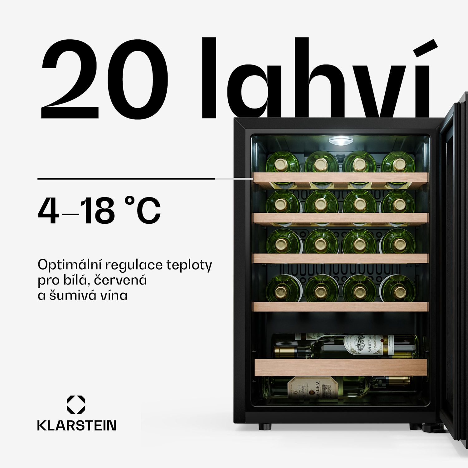 Bevora volně stojící chladnička na víno | 4 police | 62 litrů | 20 lahví | 43 cm 20 lahví