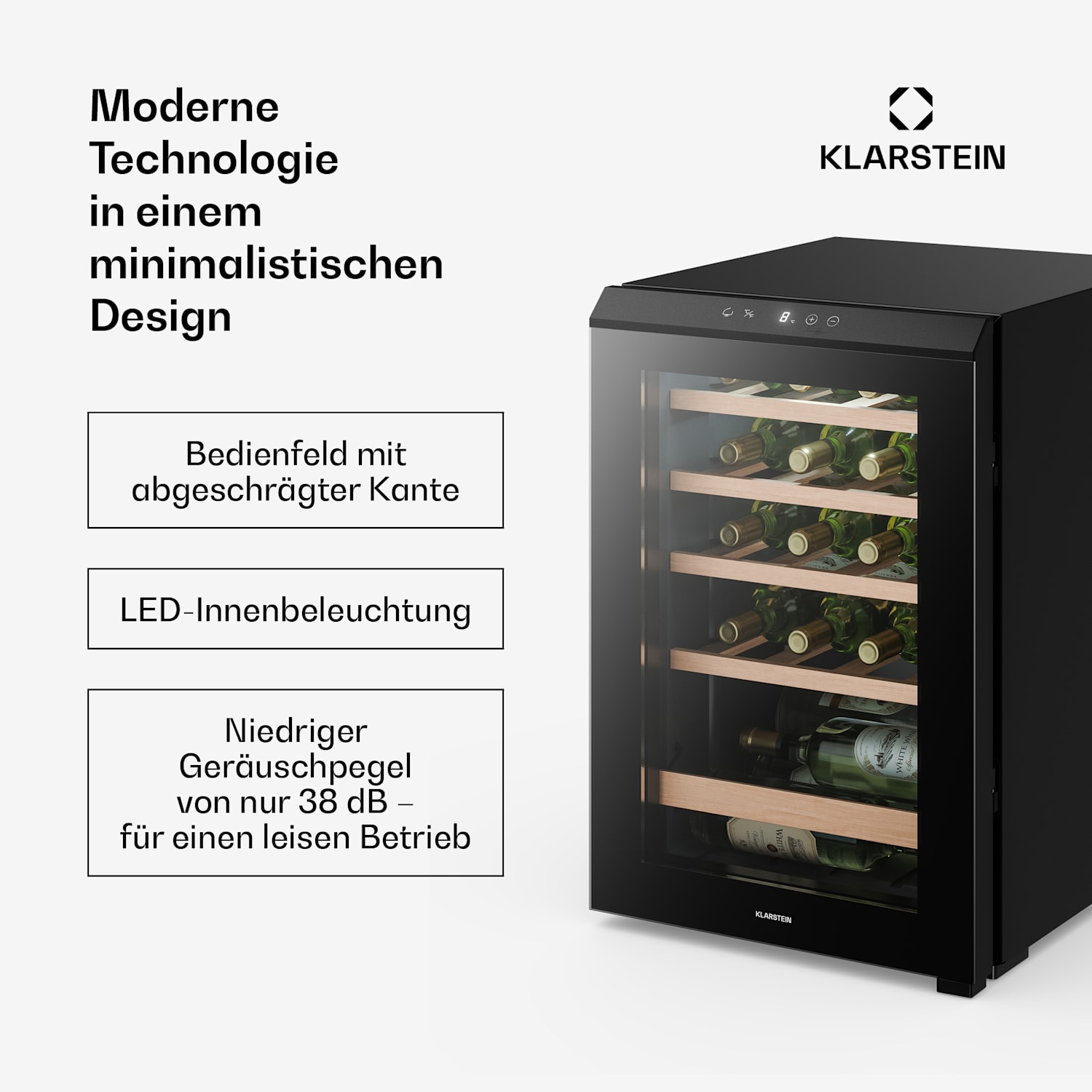 Bevora Weinkühlschrank freistehend | 4 Einschübe | 62 Liter | 20 Flaschen | 43 cm 20 Flaschen