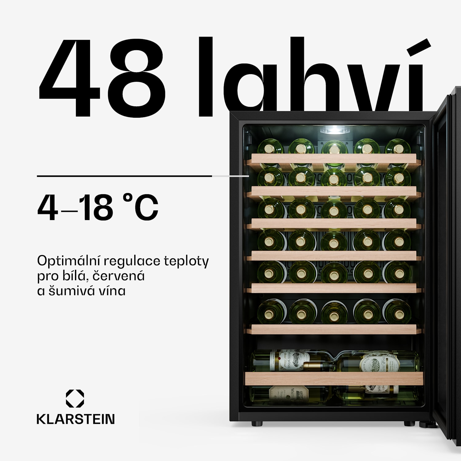 Bevora volně stojící chladnička na víno | 6 polic | 128 litrů | 48 lahví | 54 cm 48 lahví