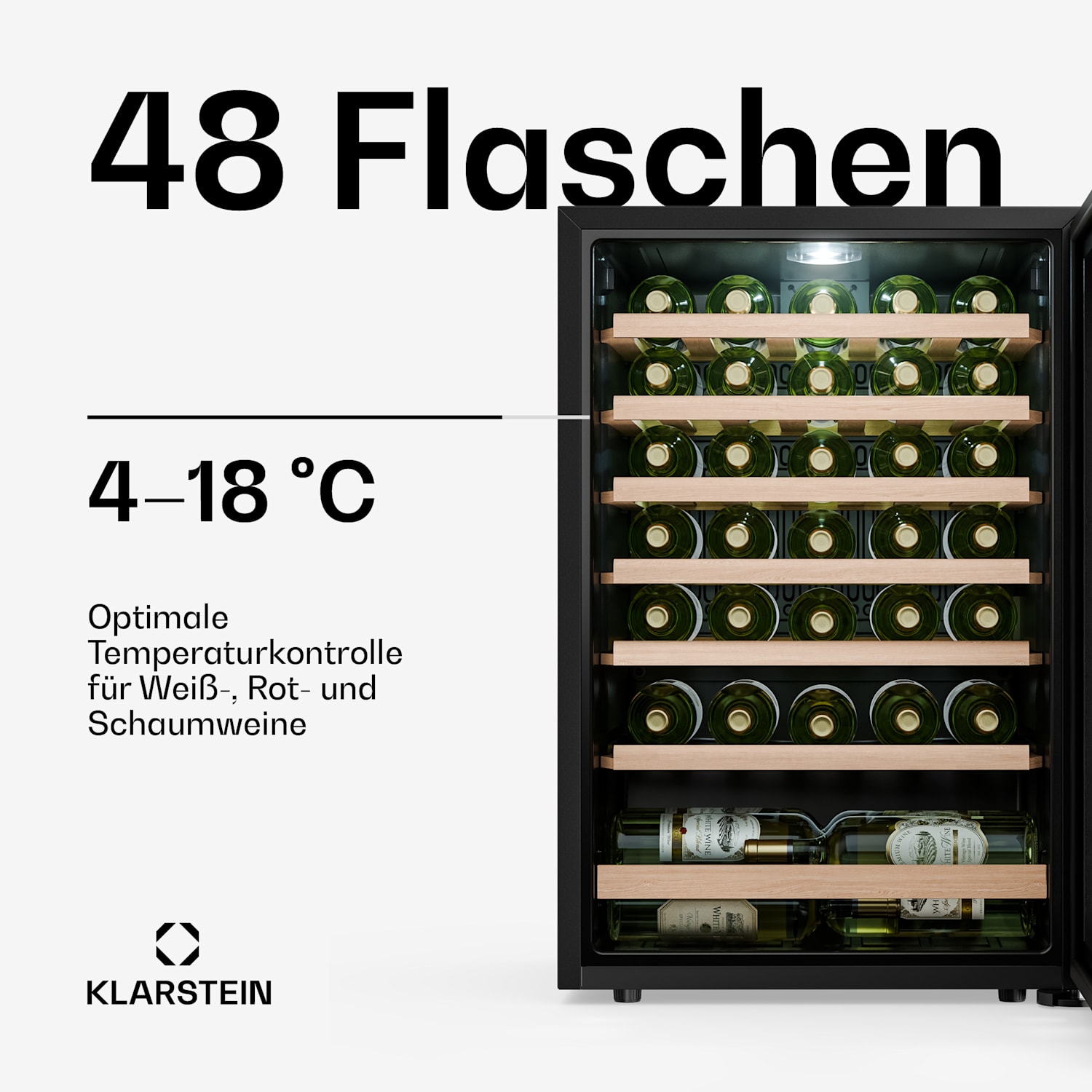 Bevora Weinkühlschrank freistehend | 6 Einschübe | 128 Liter | 48 Flaschen | 54 cm 48 Flaschen